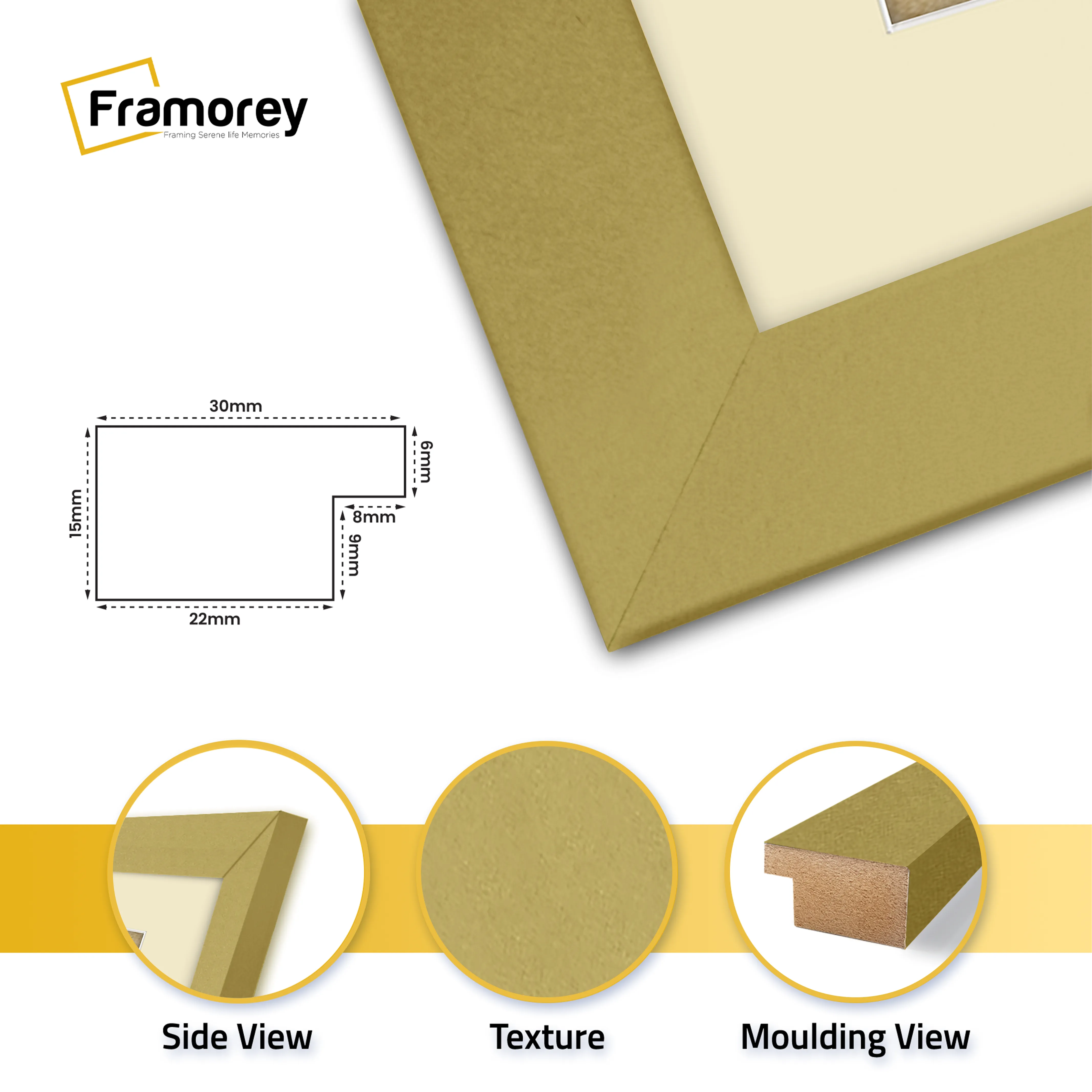 Panoramic Gold Picture Frame With Ivory Mount Wall Decor Frame
