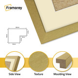Thin Style Gold Picture Frames with Ivory Mount