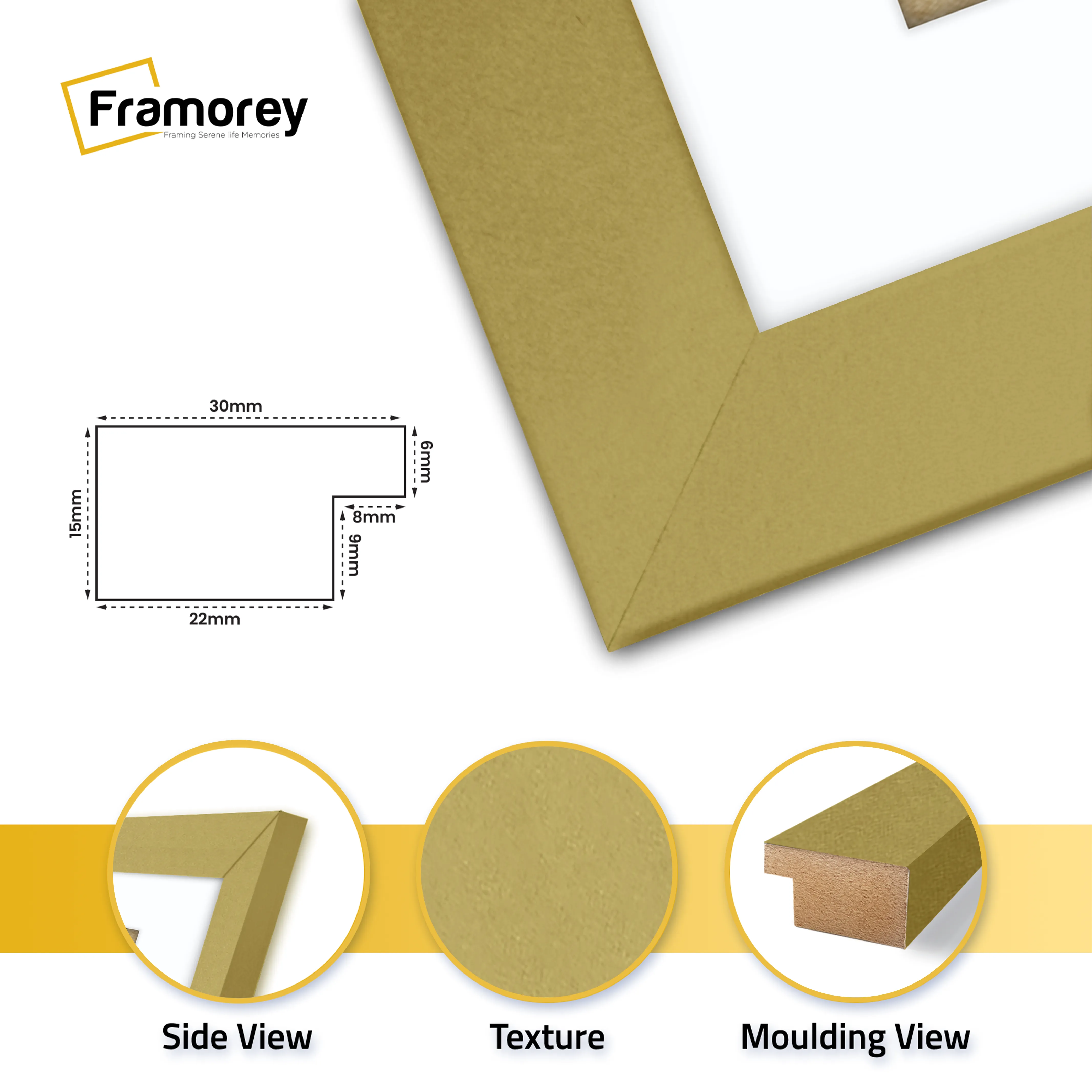 Panoramic Gold Picture Frame With White Mount Wall Decor Frame