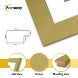 Panoramic Gold Picture Frame With White Mount Wall Decor Frame