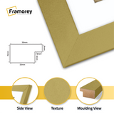 Gold Picture Frame featuring side view texture and molding view