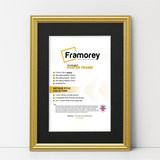 Gold antique-style poster frame with black mount, Framorey handmade picture frame for wall display