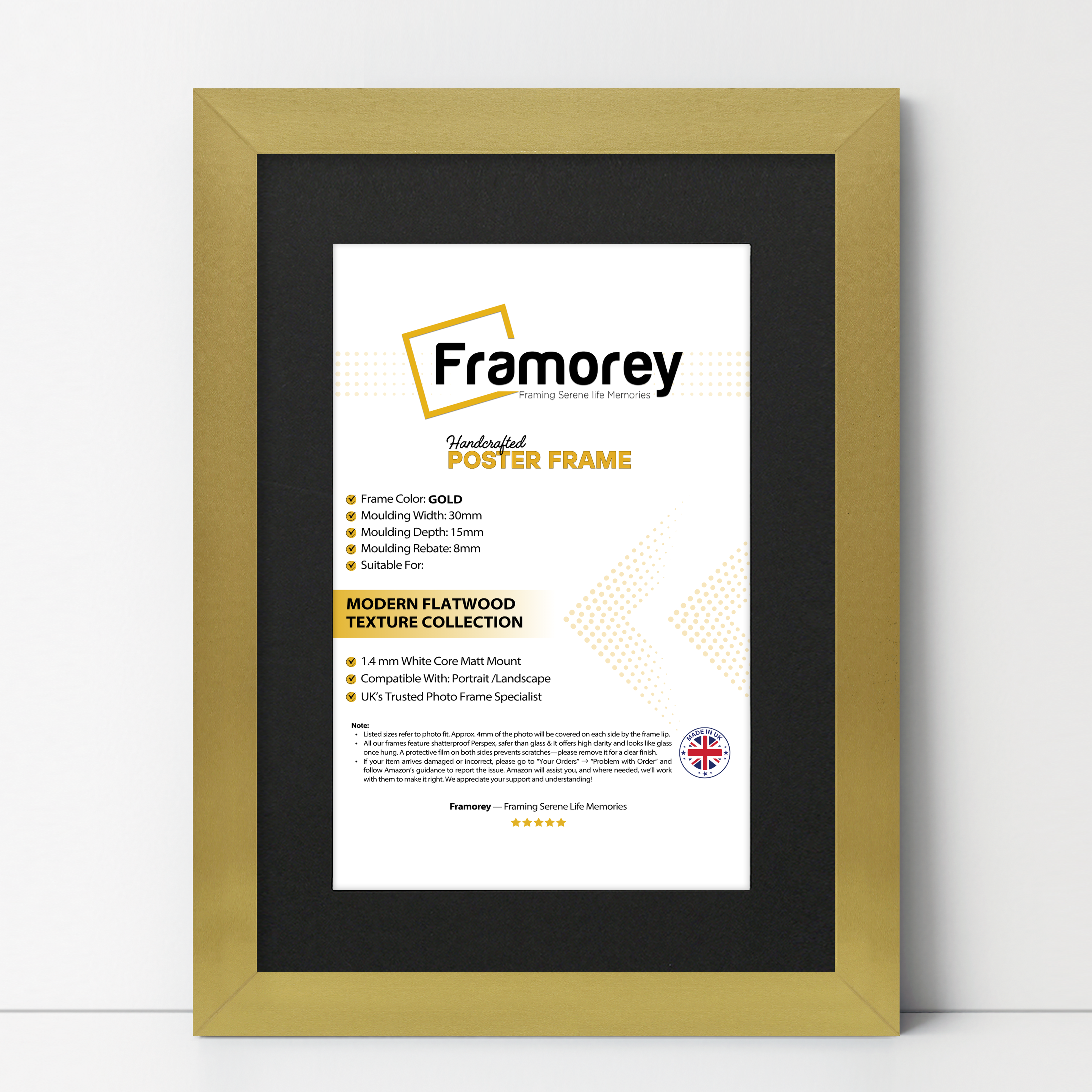 Gold Picture Frame with Black Mount