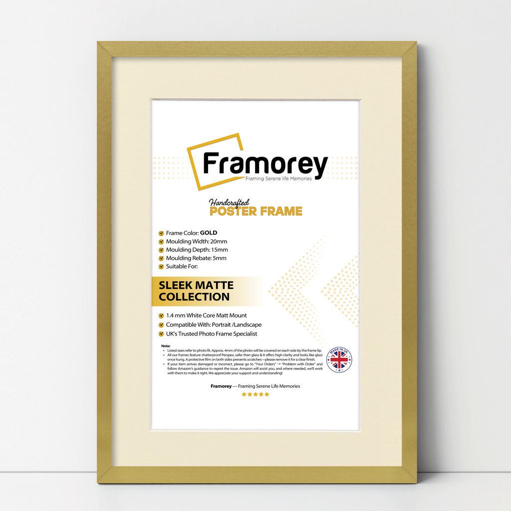 Thin Style Gold Picture Frames with Ivory Mount