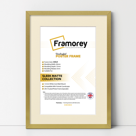 Thin Style Gold Picture Frames with Ivory Mount
