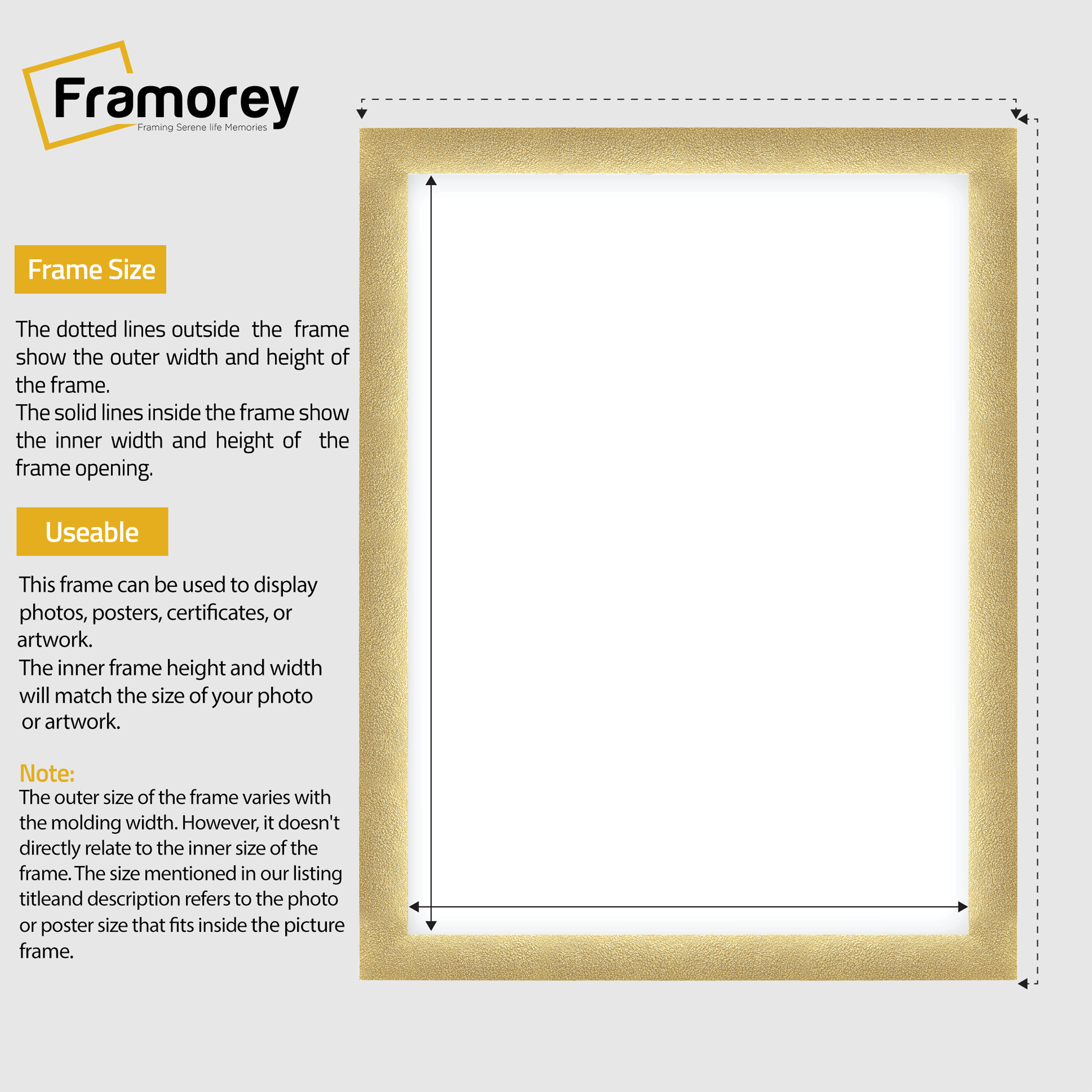 Glitter Sparkle Gold Picture Frame Photo Print Frame