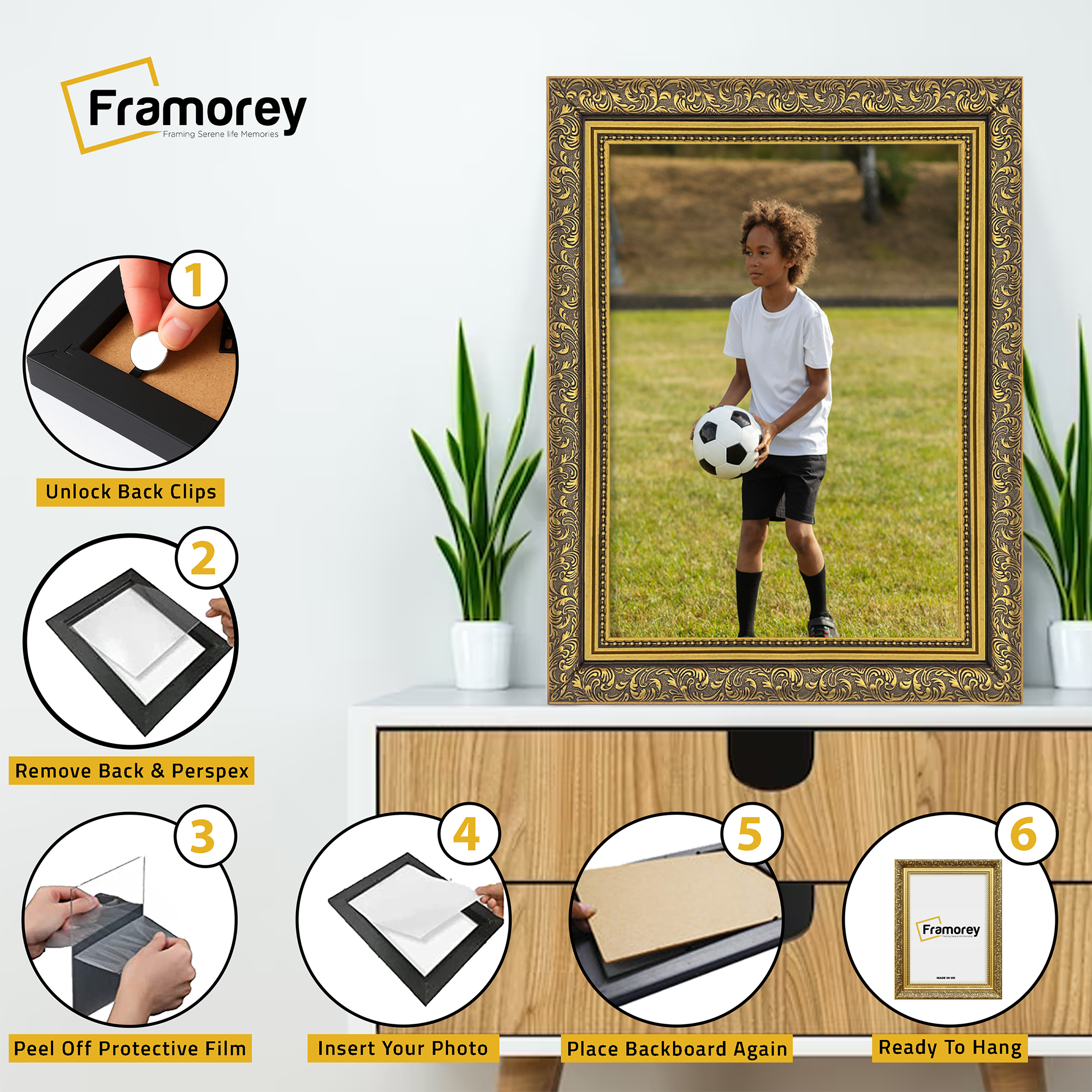 Gold Picture Frame Ornate Photo Frame Traditional Dahlia Poster Frame