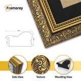 Gold Picture Frame Ornate Traditional Dahlia Photo Frame With Black Mount