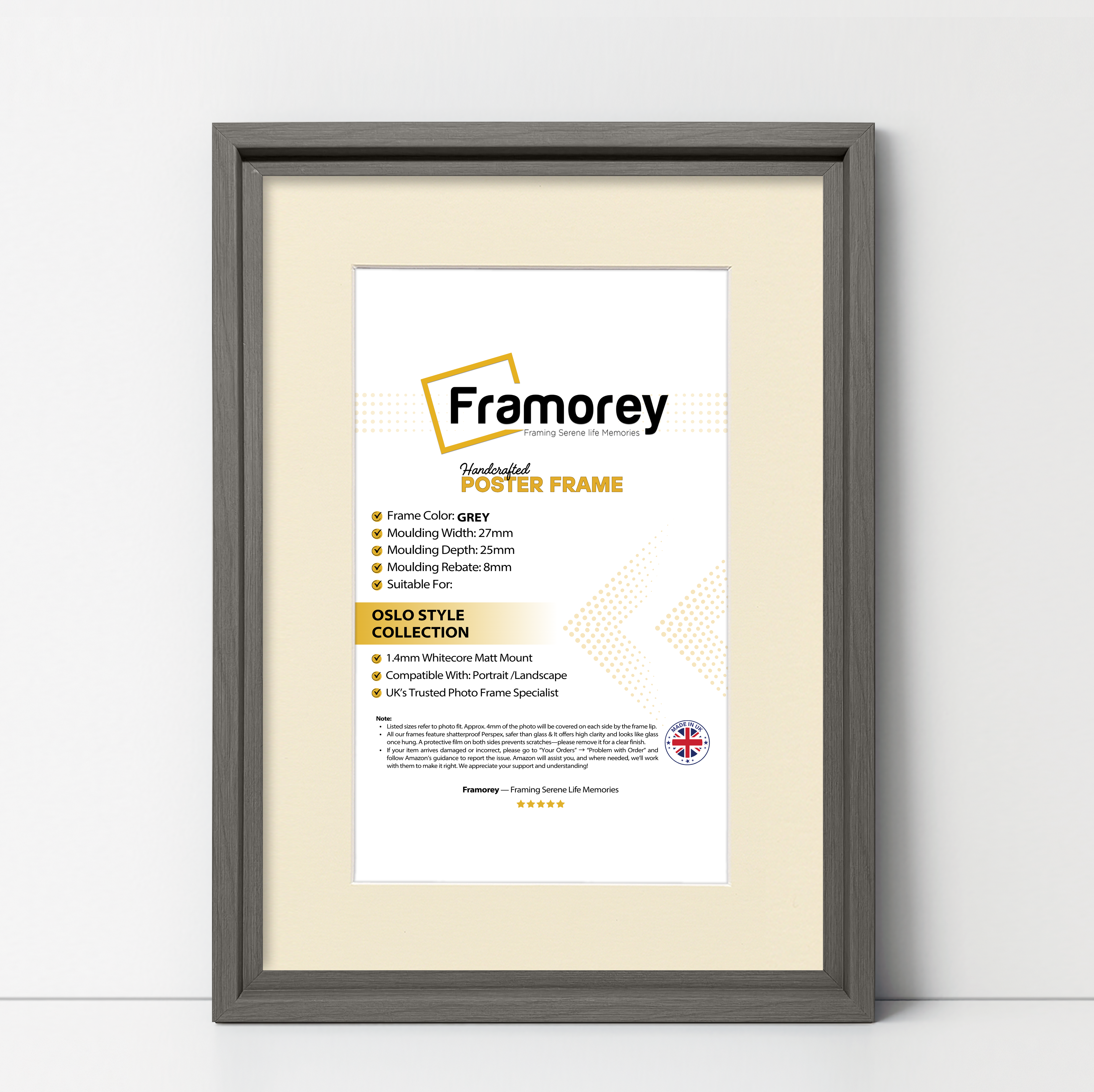 Grey Picture Frame Oslo Style Photo Frames With Ivory Mount