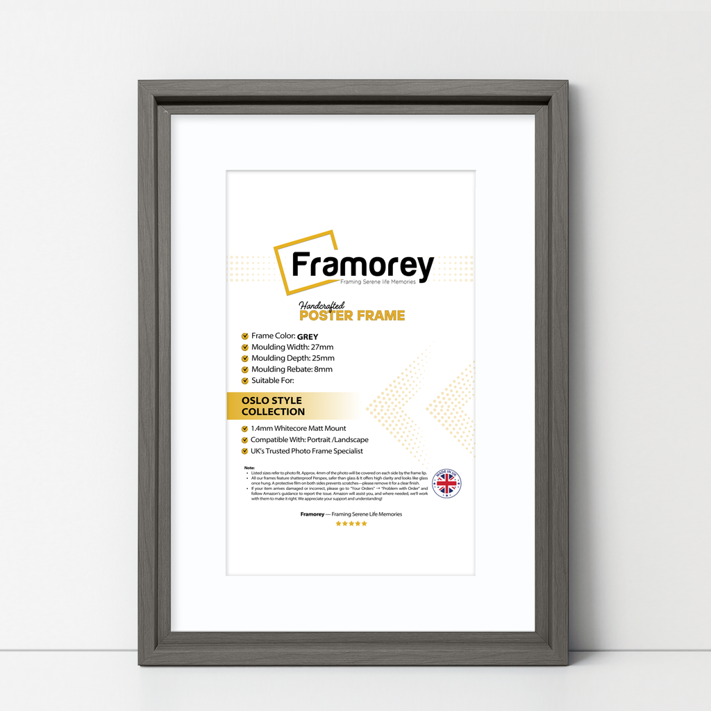 Grey Picture Frame Oslo Style Photo Frames With White Mount