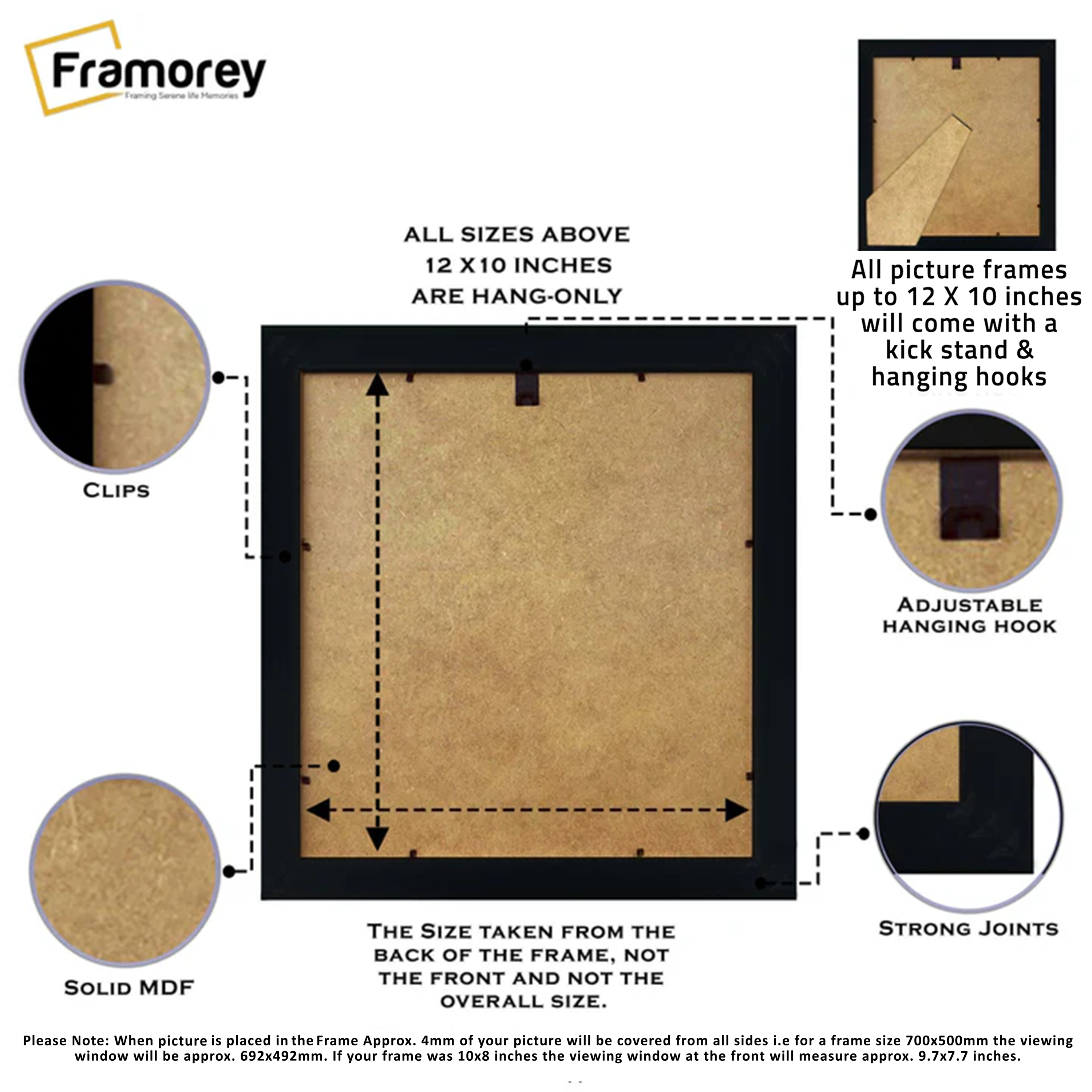 Square Black Photo Print Frame With Ivory Mount