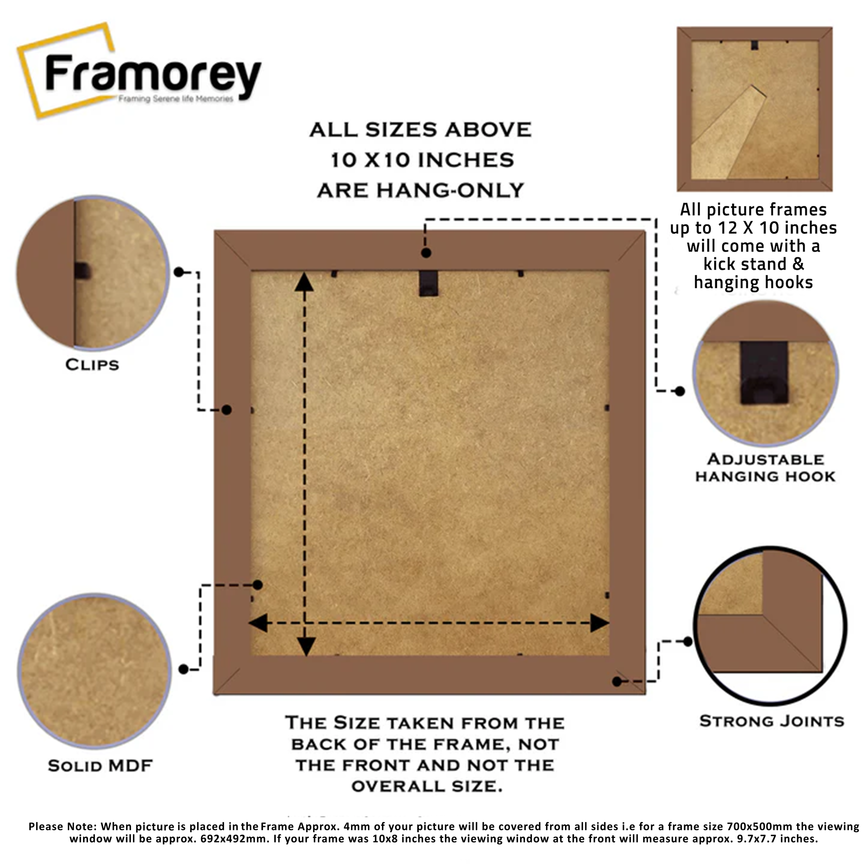 Square Size Oak Minimalist Photo Frame With Ivory Mount