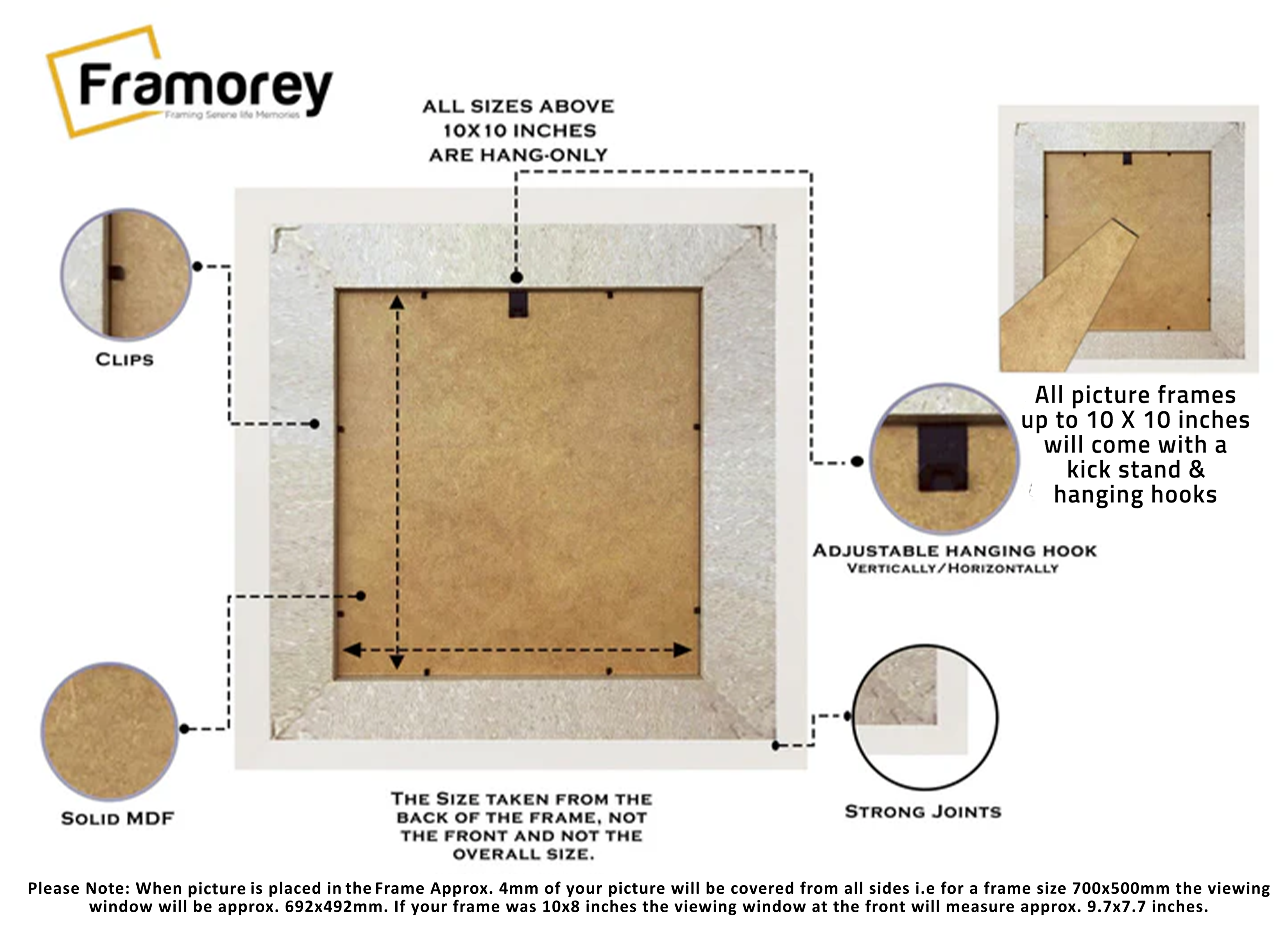 Square White Photo Print Frame with White Mount