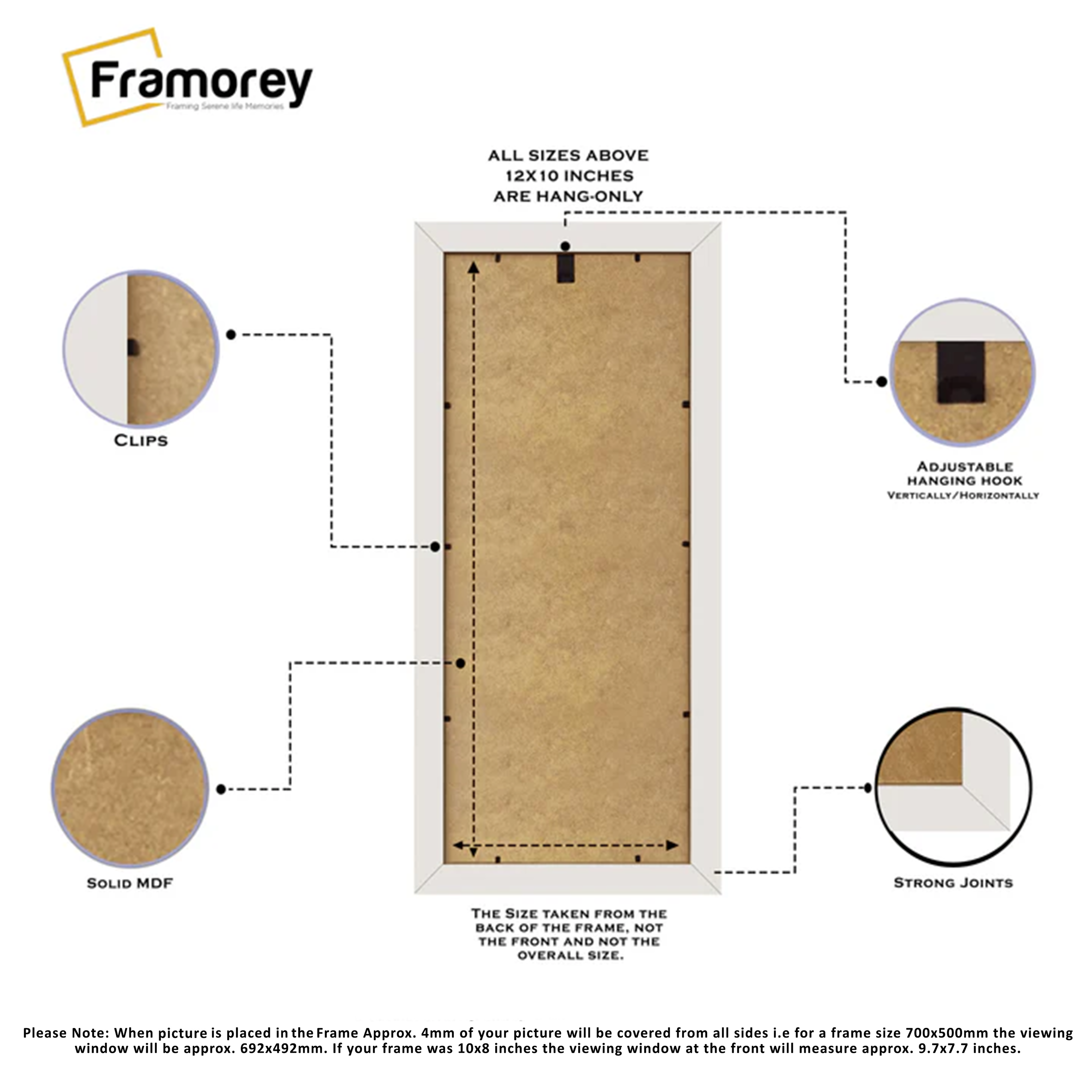 Panoramic White Photo Print Frame with White Mount