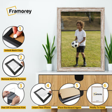 Step-by-step guide showing how to insert a photo into a walnut Vintage picture frame