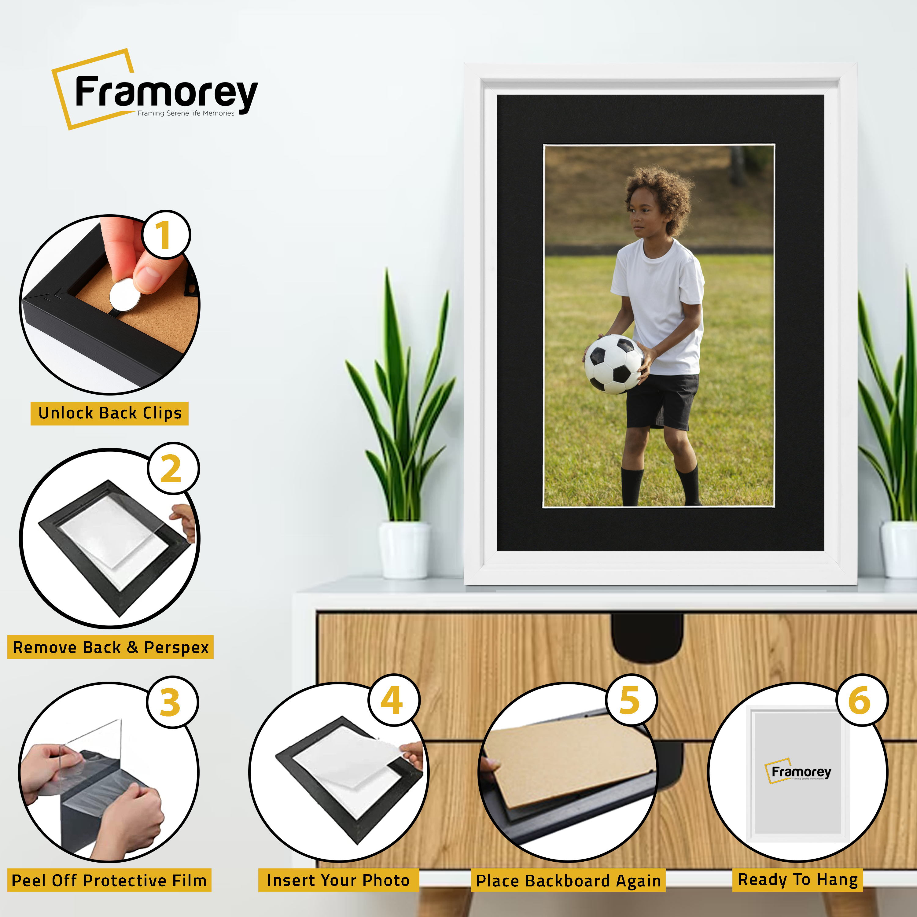 White Picture Frame Oslo Style Photo Frames With Black Mount