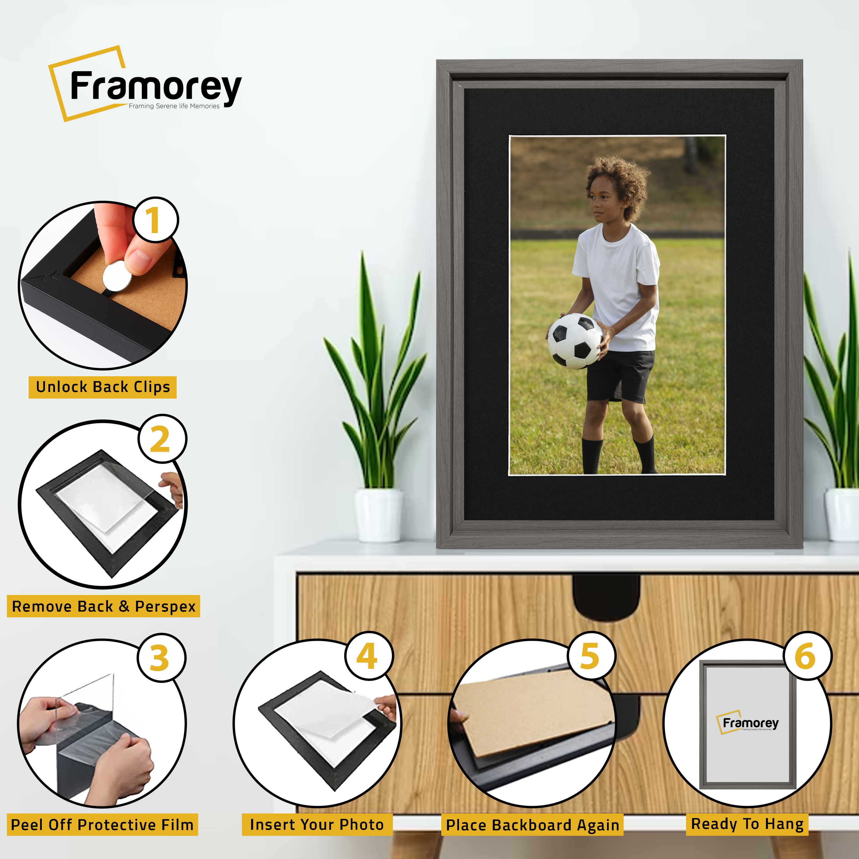 Grey Picture Frame Oslo Style Photo Frames With Black Mount