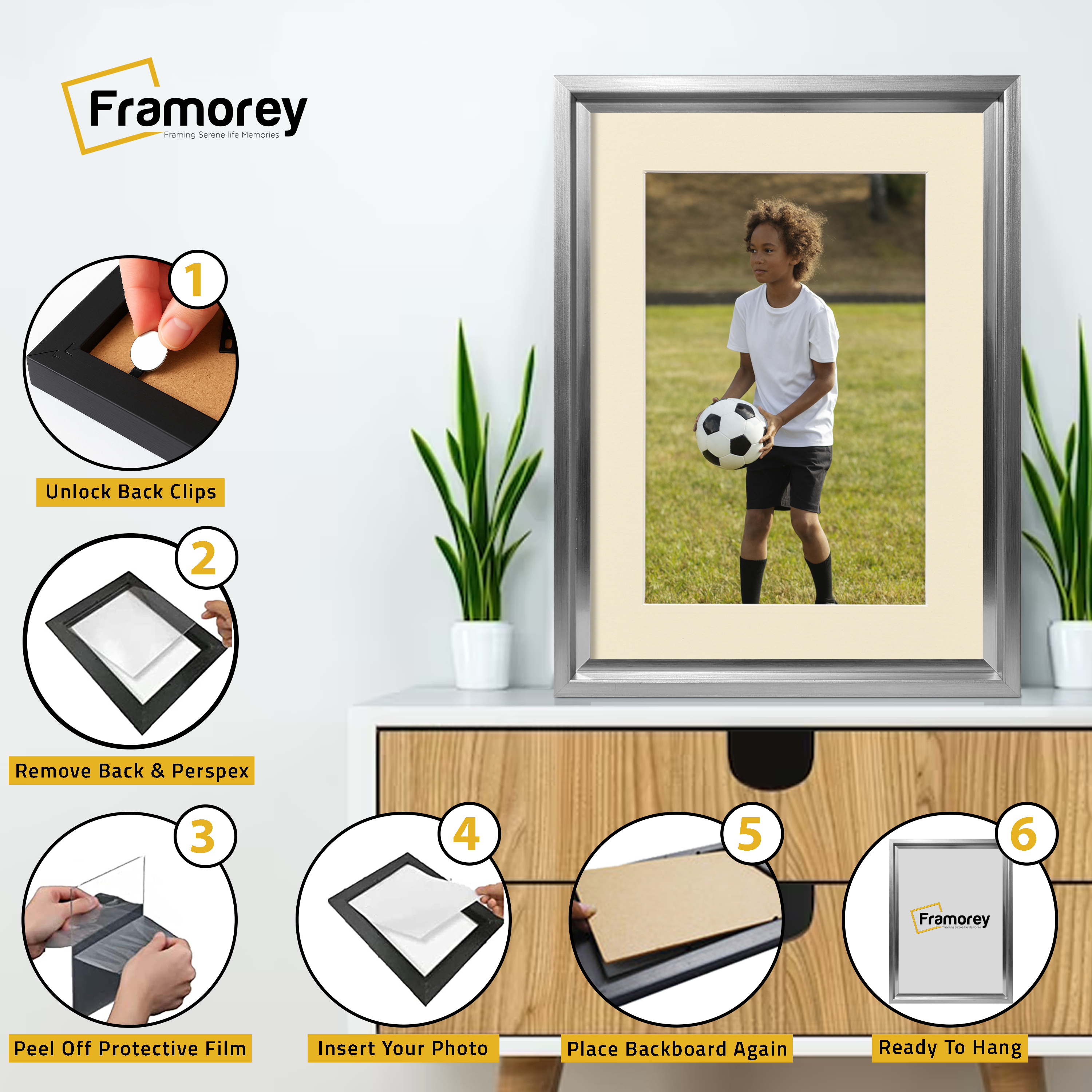 Silver Picture Frame Oslo Style Photo Frames With Ivory Mount