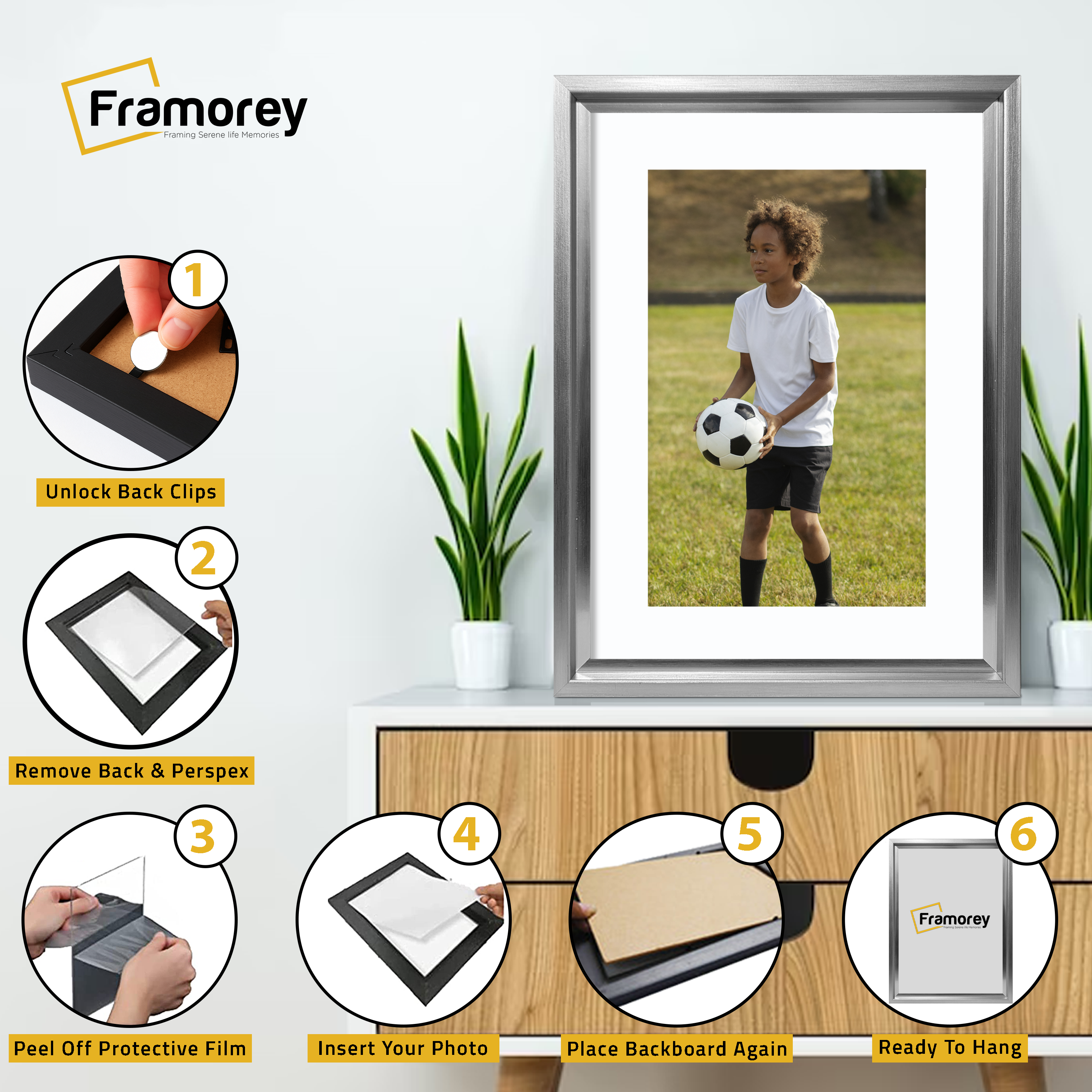 Silver Picture Frame Oslo Style Photo Frames With White Mount