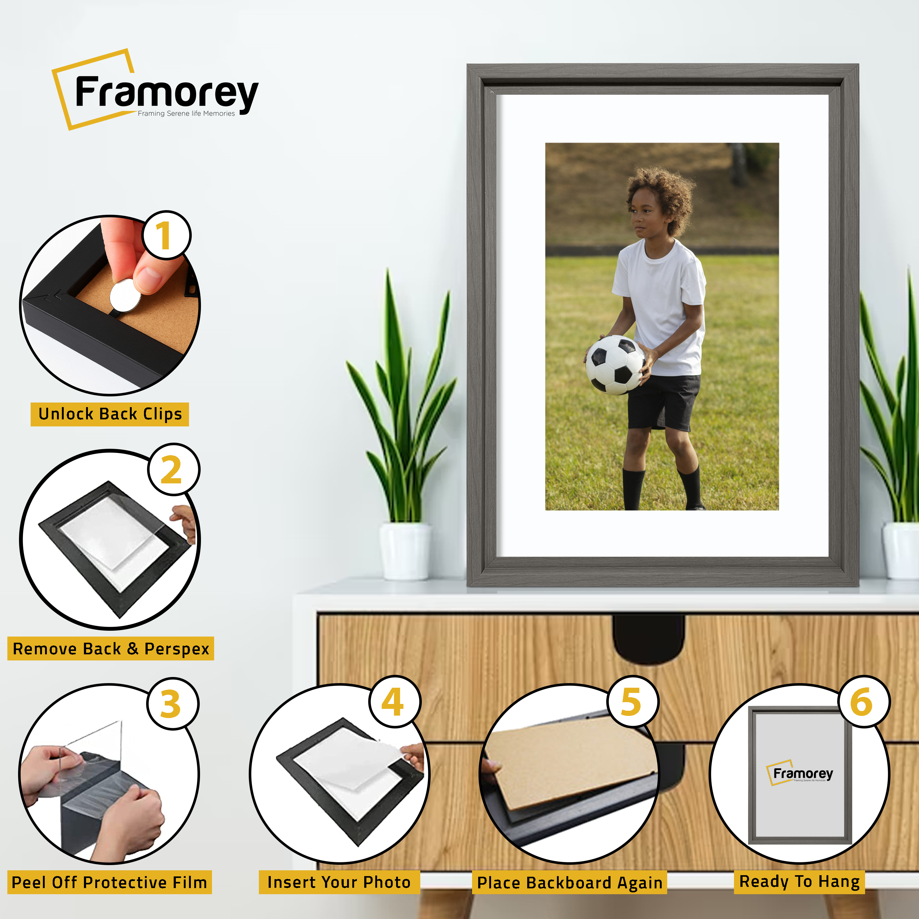 Grey Picture Frame Oslo Style Photo Frames With White Mount