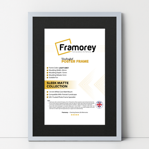 Thin Style Light Grey Picture Frames with Black Mount