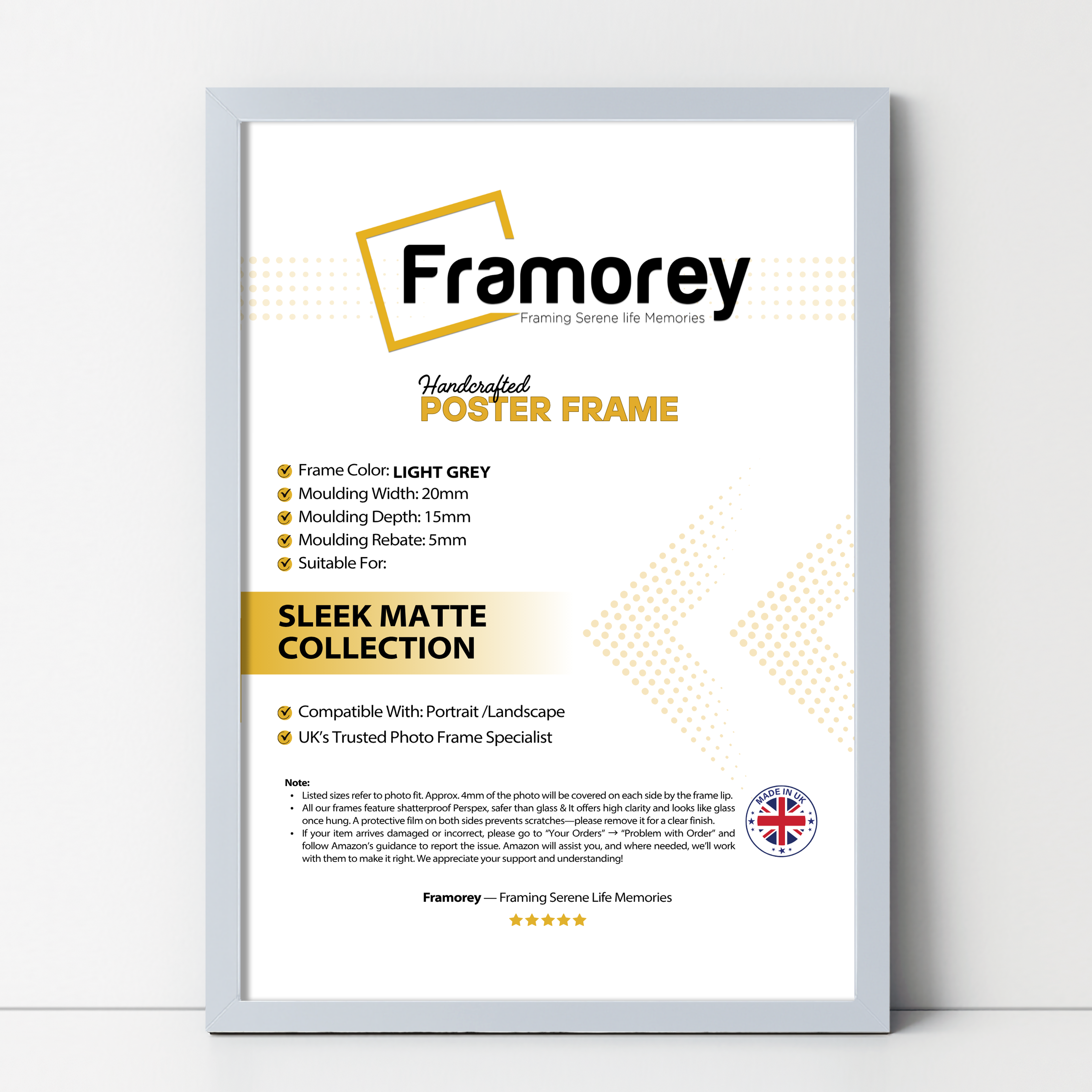 Light Grey Thin Matt Picture Frame Poster Frames Wall Decor Frame