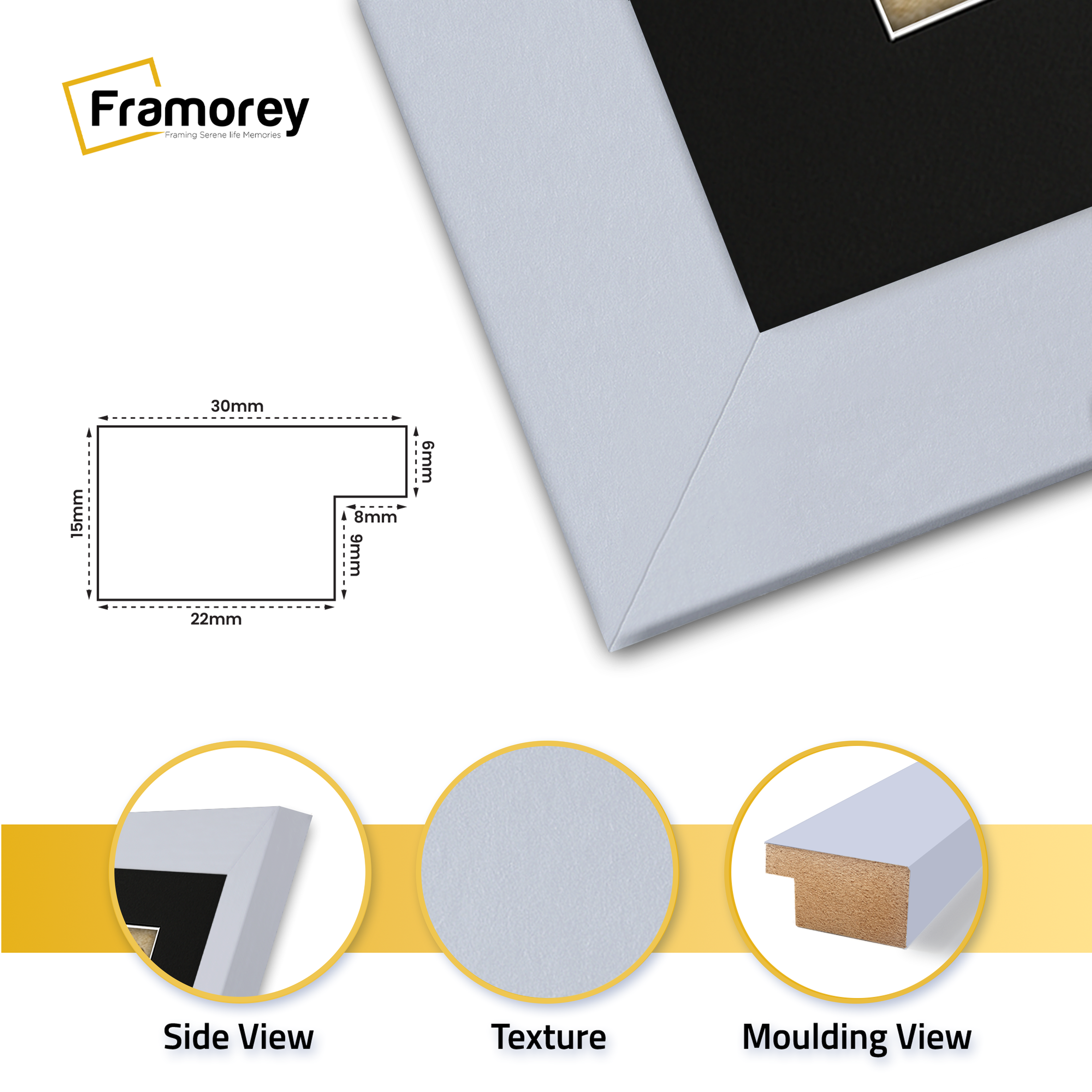 Light Grey Picture Frame with Black Mount