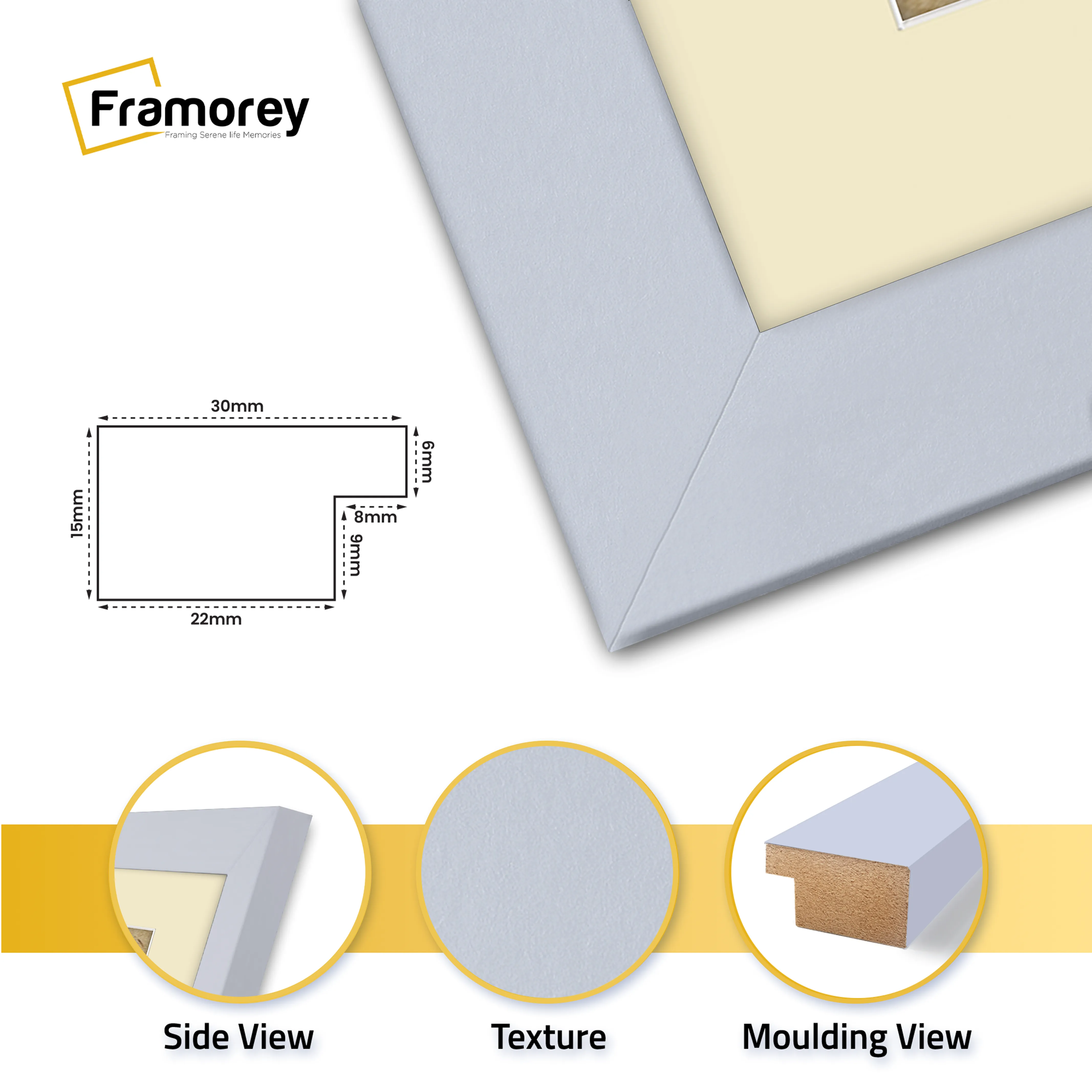 Panoramic Light Grey Picture Frame With Ivory Mount Wall Decor Frame