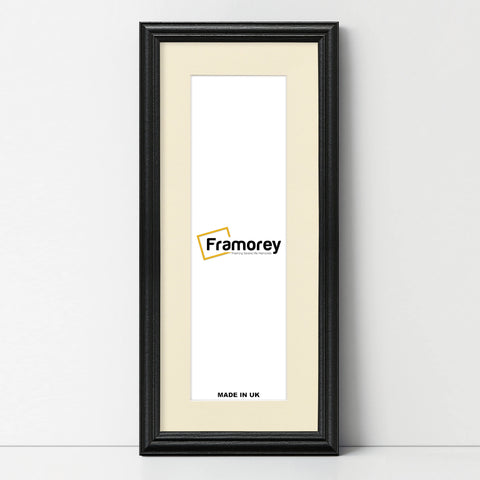 Antique Style Panoramic Size Black Picture Frame with Ivory Mount