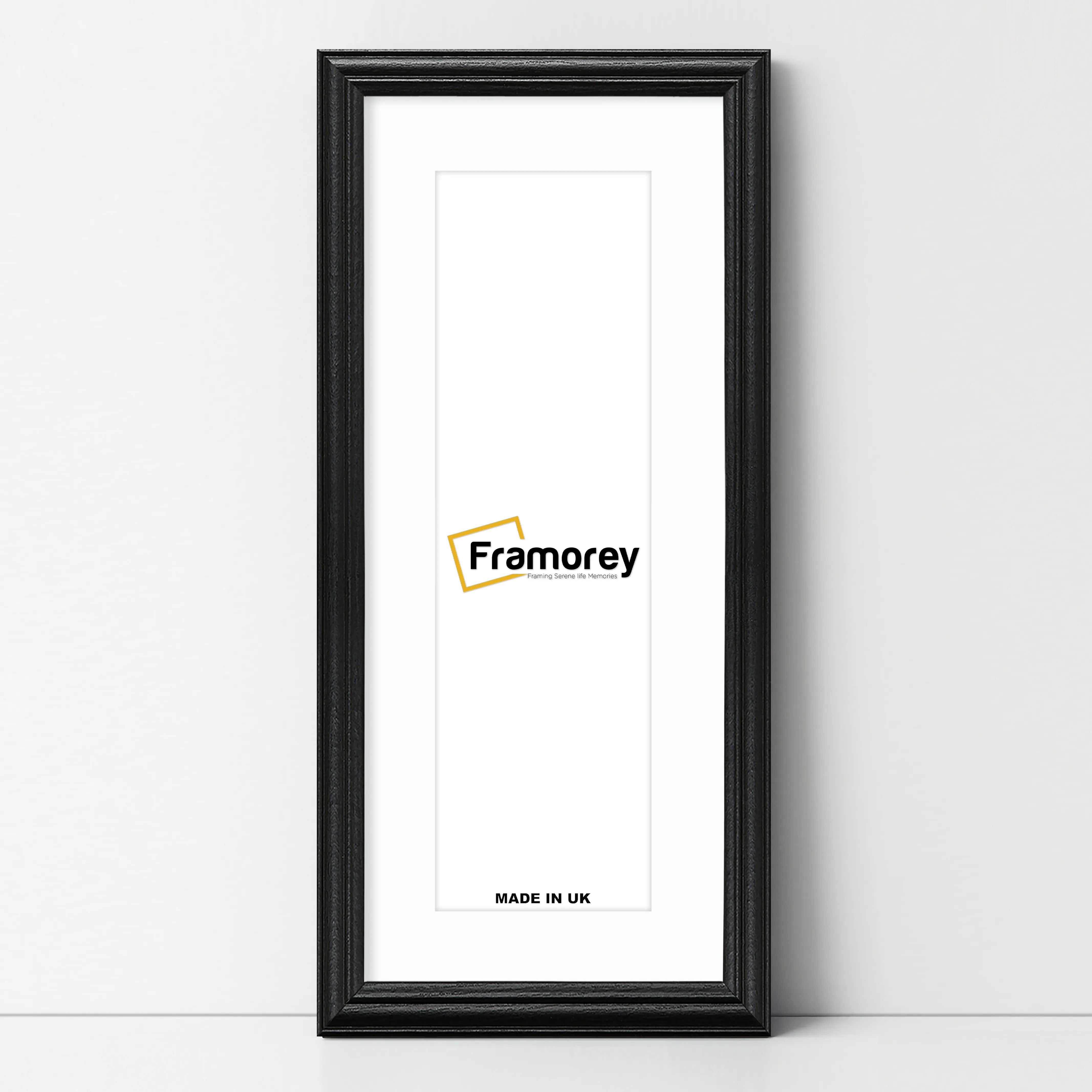 Antique Style Panoramic Size Black Picture Frame with White Mount