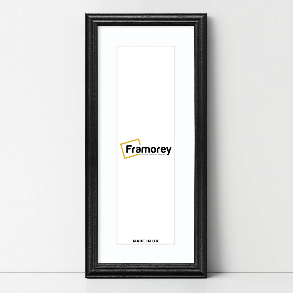 Antique Style Panoramic Size Black Picture Frame with White Mount
