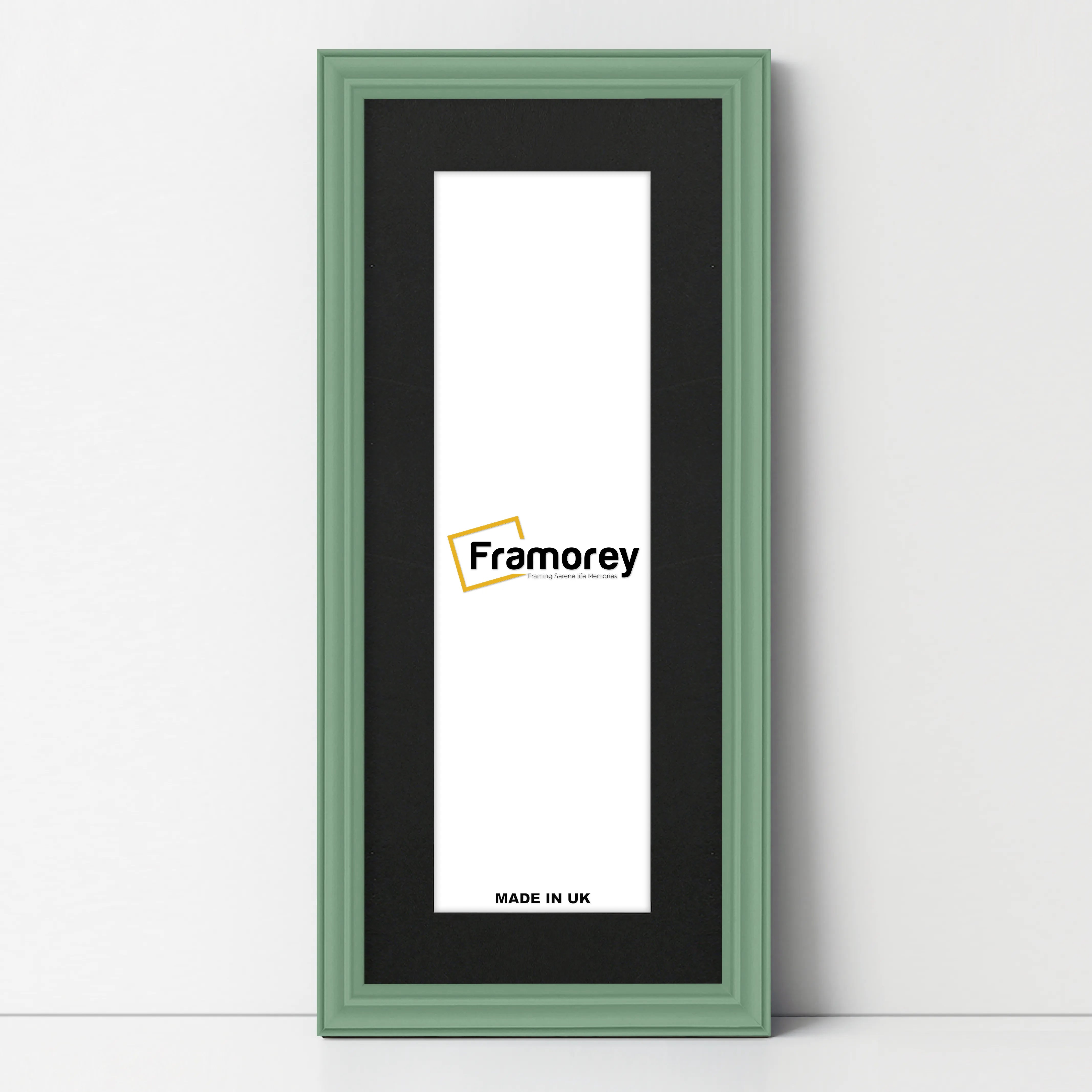 Antique Style Panoramic Green Picture Frame Wall Art Frame With Black Mount