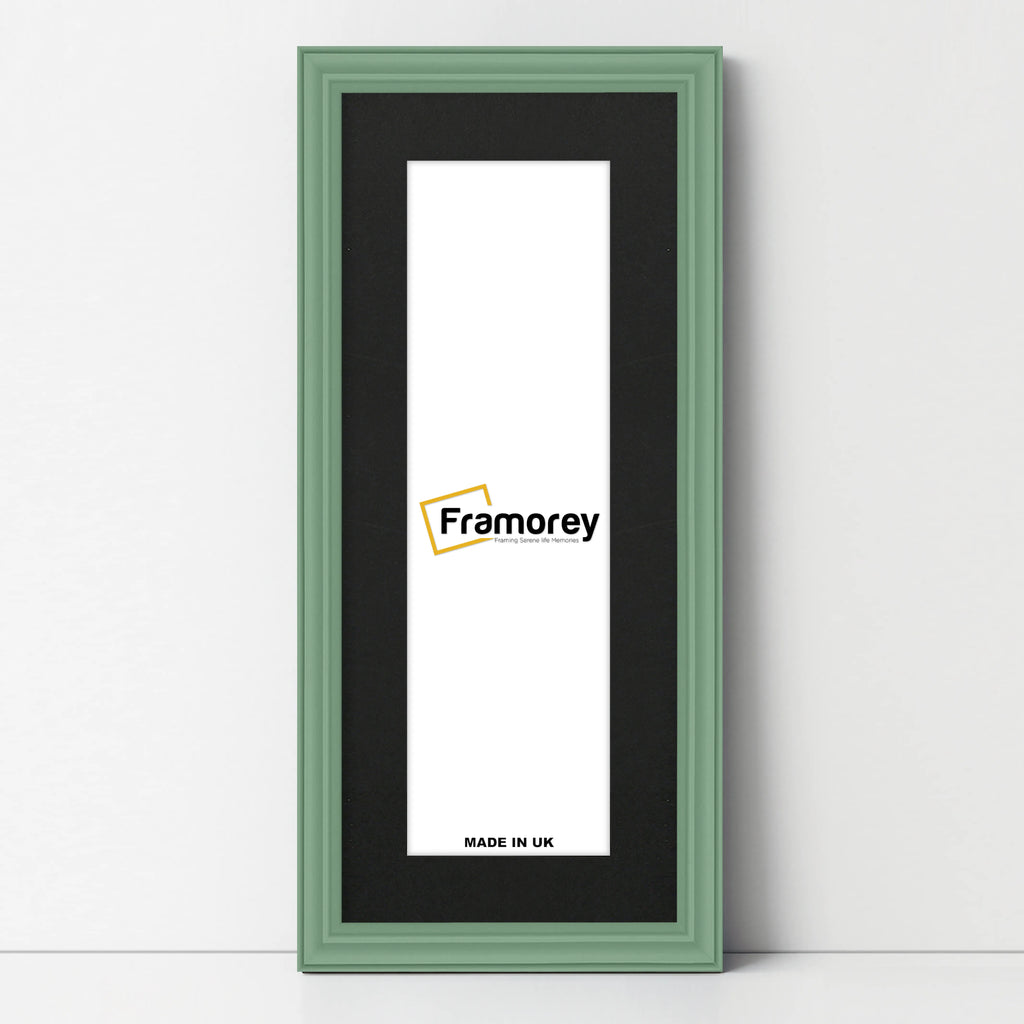 Antique Style Panoramic Green Picture Frame Wall Art Frame With Black Mount