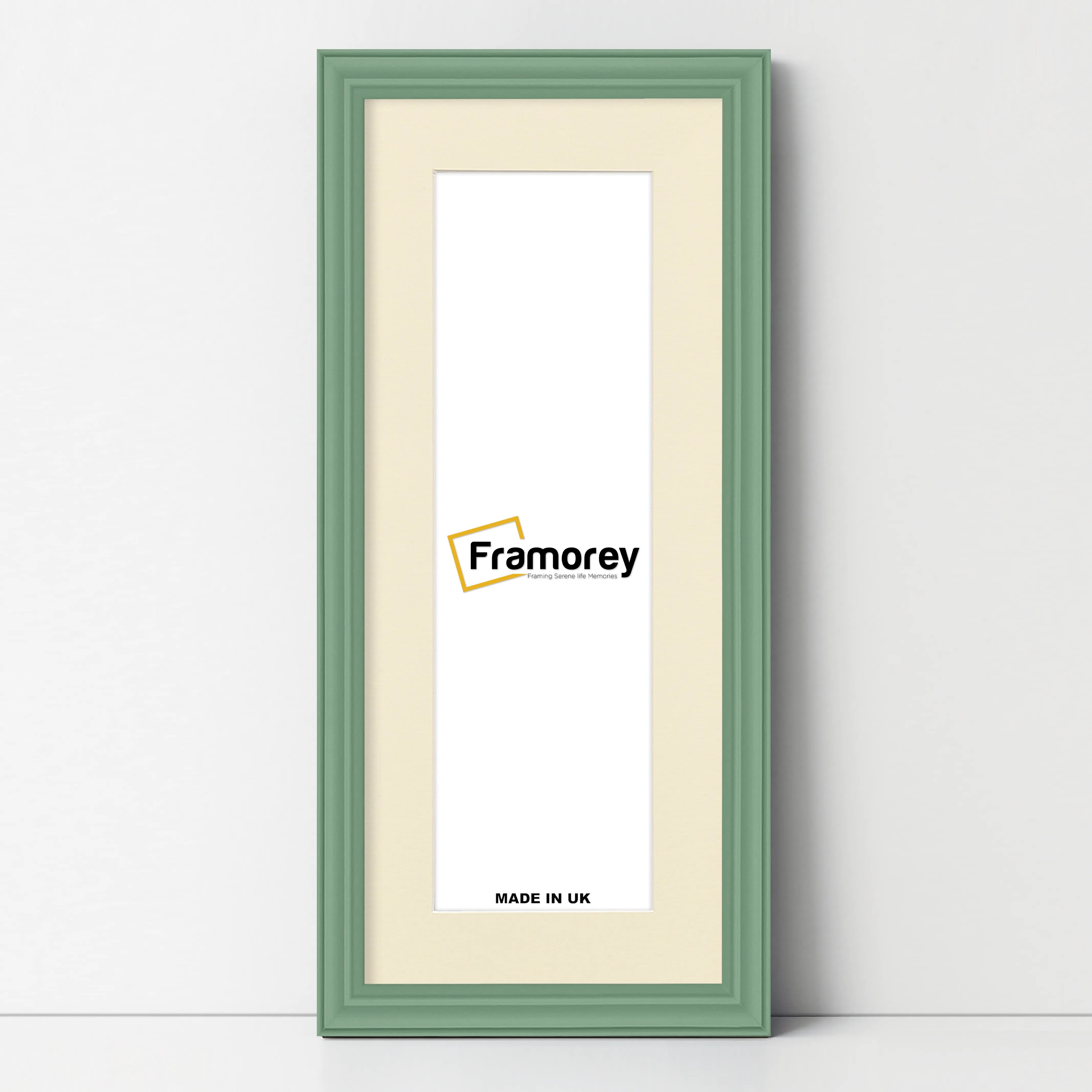 Antique Style Panoramic Green Picture Frame Wall Art Frame With Ivory Mount