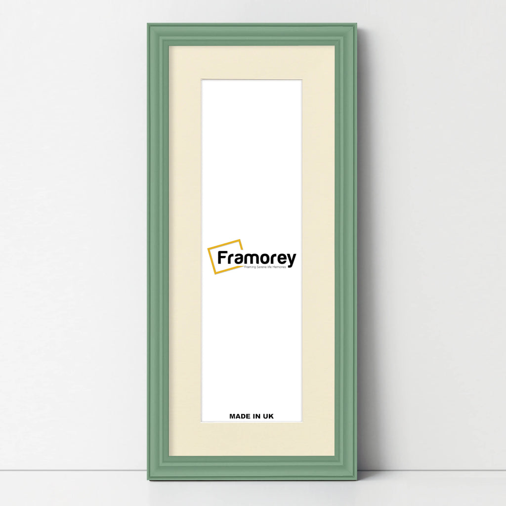 Antique Style Panoramic Green Picture Frame Wall Art Frame With Ivory Mount