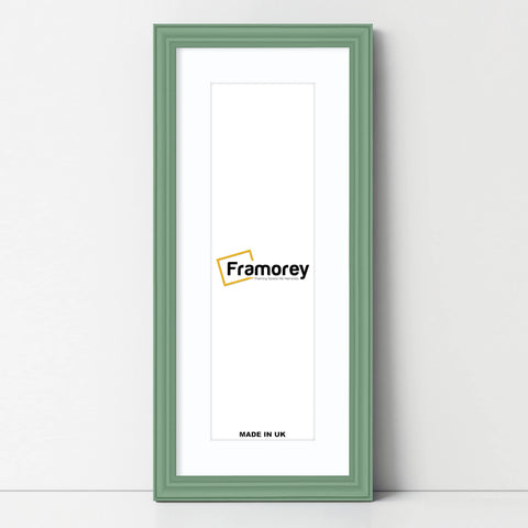 Antique Style Panoramic Green Picture Frame Wall Art With White Mount
