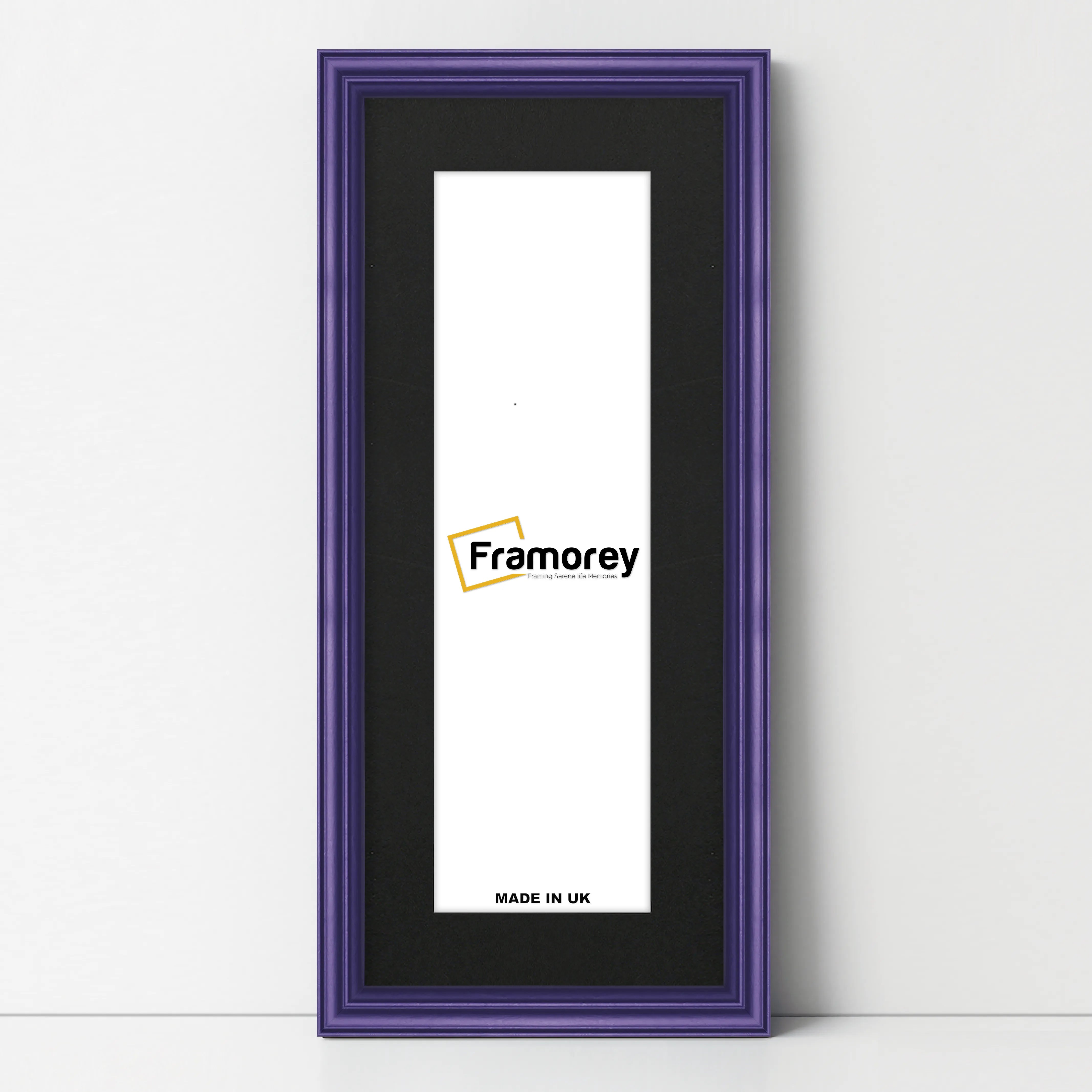 Antique Style Panoramic Purple Picture Frame Wall Art With Black Mount