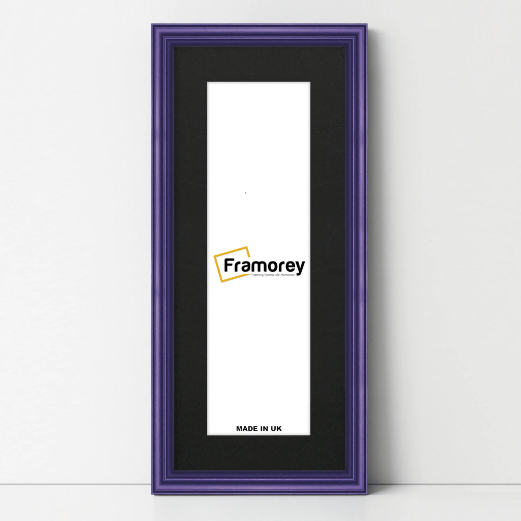 Antique Style Panoramic Purple Picture Frame Wall Art With Black Mount