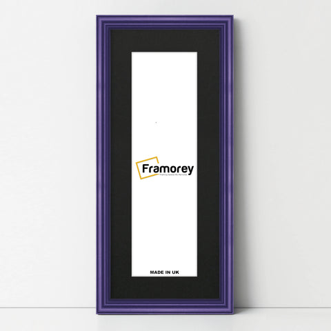 Antique Style Panoramic Purple Picture Frame Wall Art With Black Mount