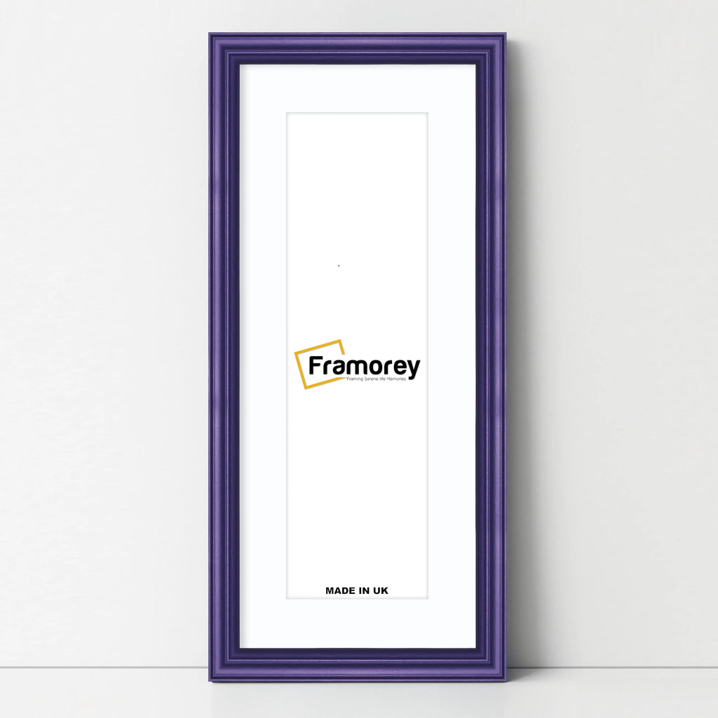 Antique Style Panoramic Size Purple Picture Frame with White Mount
