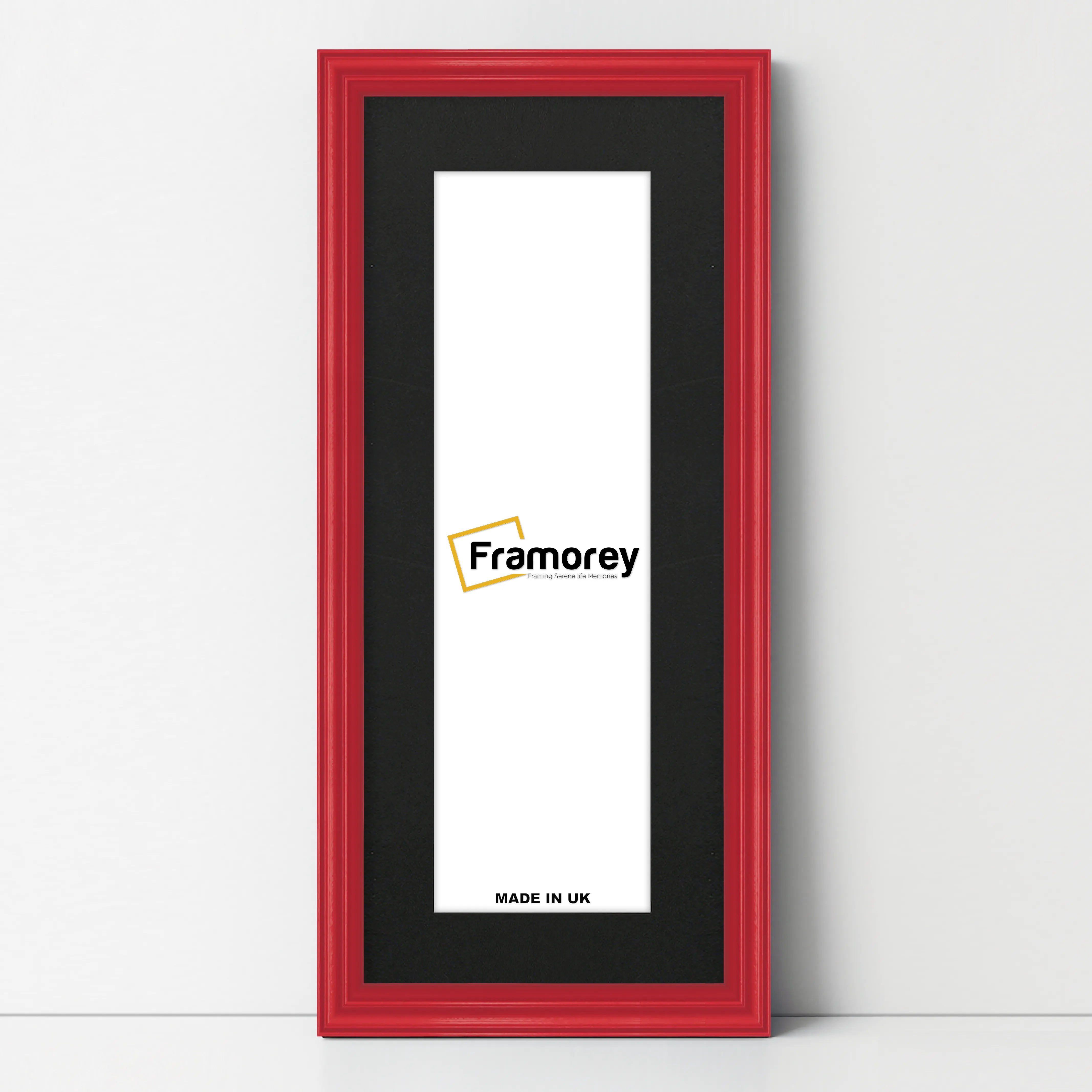 Antique Style Panoramic  Size Red Picture Frame with Black Mount