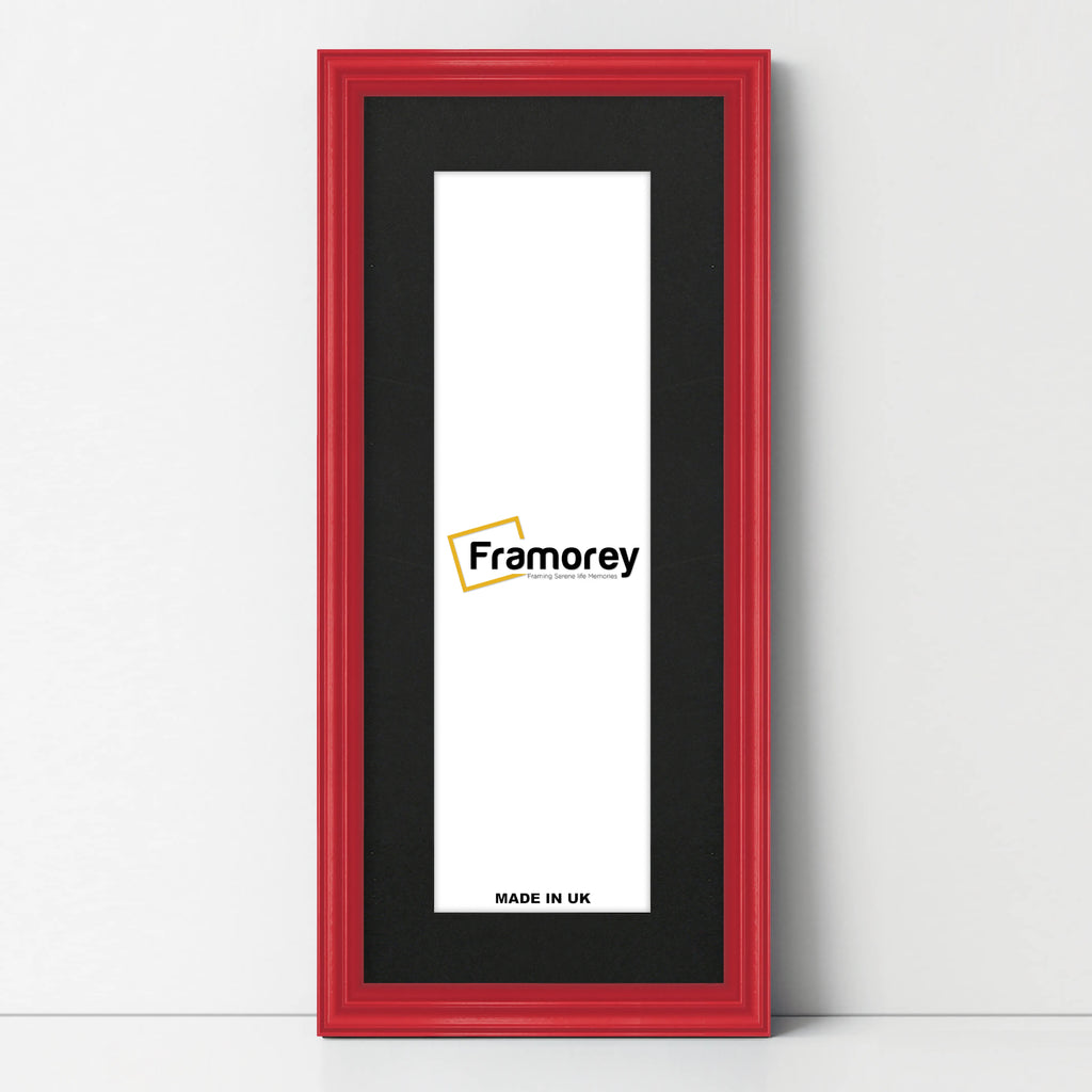 Antique Style Panoramic  Size Red Picture Frame with Black Mount