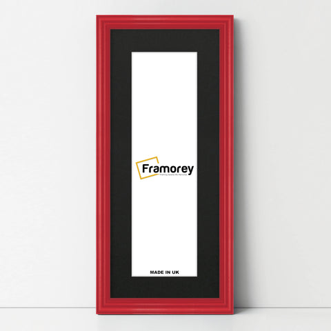 Antique Style Panoramic  Size Red Picture Frame with Black Mount