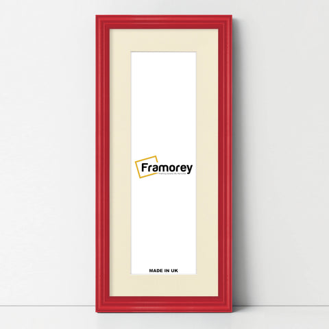 Antique Style Panoramic  Size Red Picture Frame with Ivory Mount
