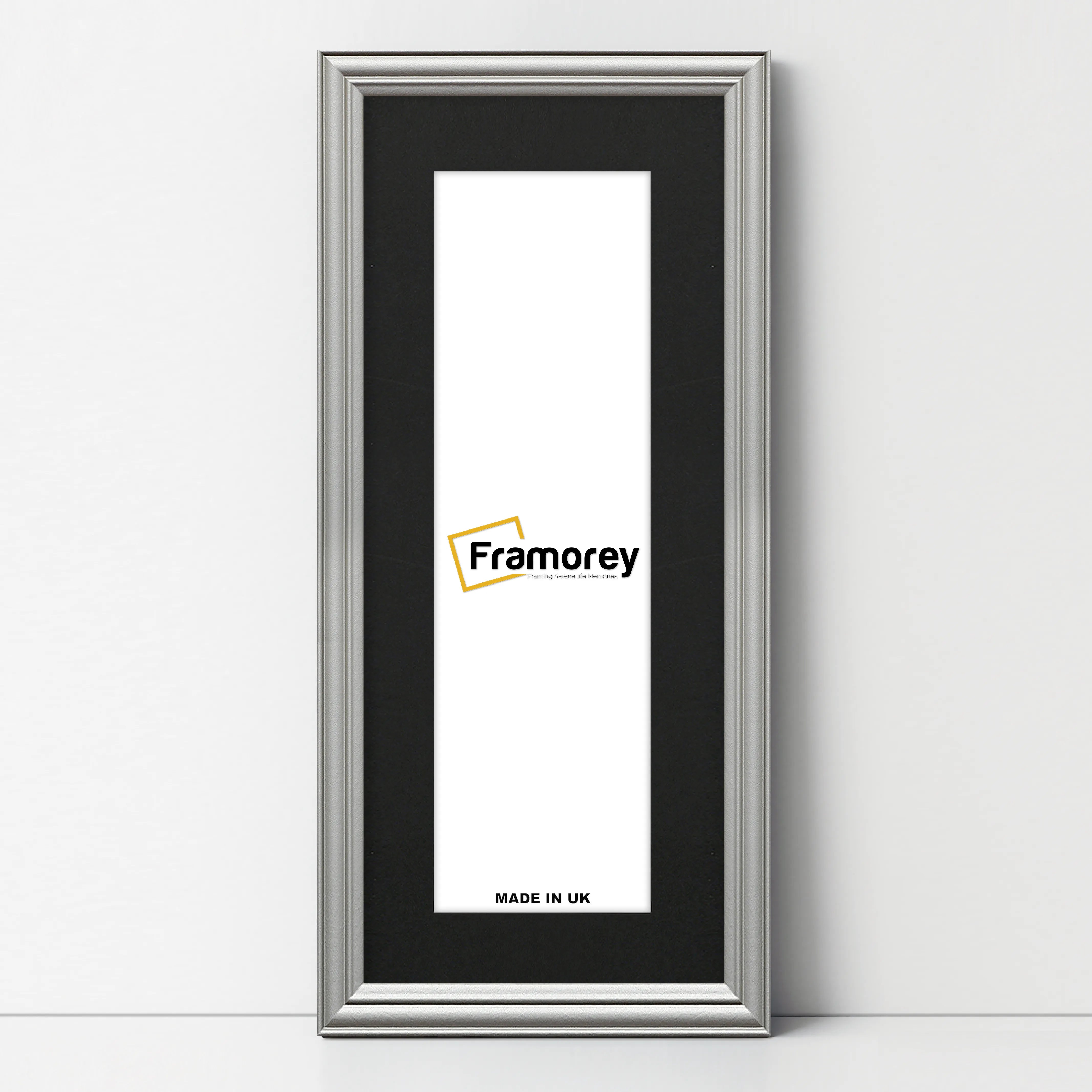 Antique Style Panoramic Silver Picture Frame Wall Art With Black Mount