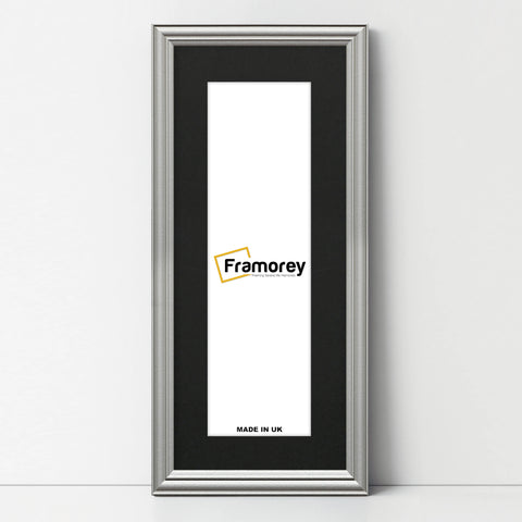 Antique Style Panoramic Silver Picture Frame Wall Art With Black Mount