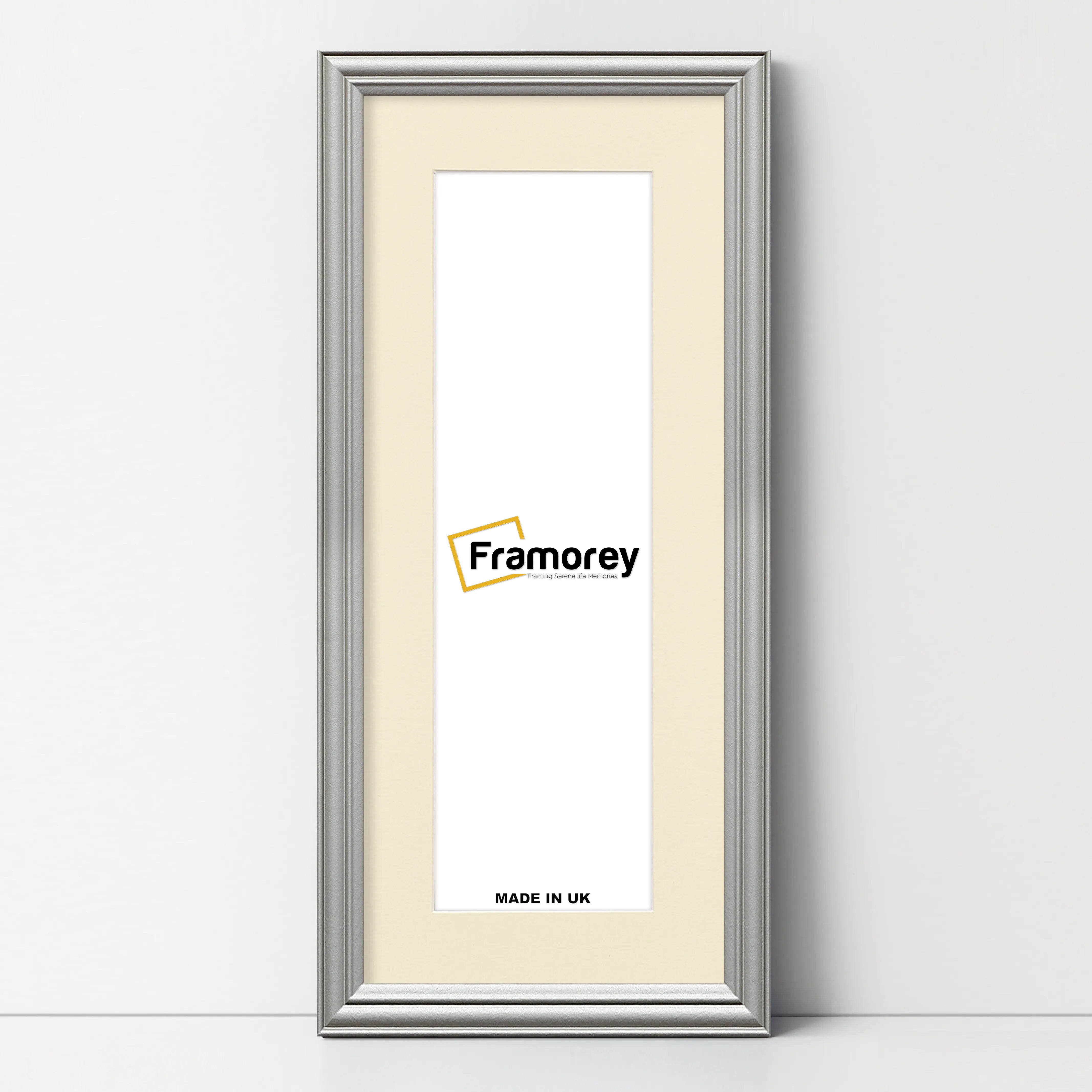 Antique Style Panoramic Silver Picture Frame With Ivory Mount