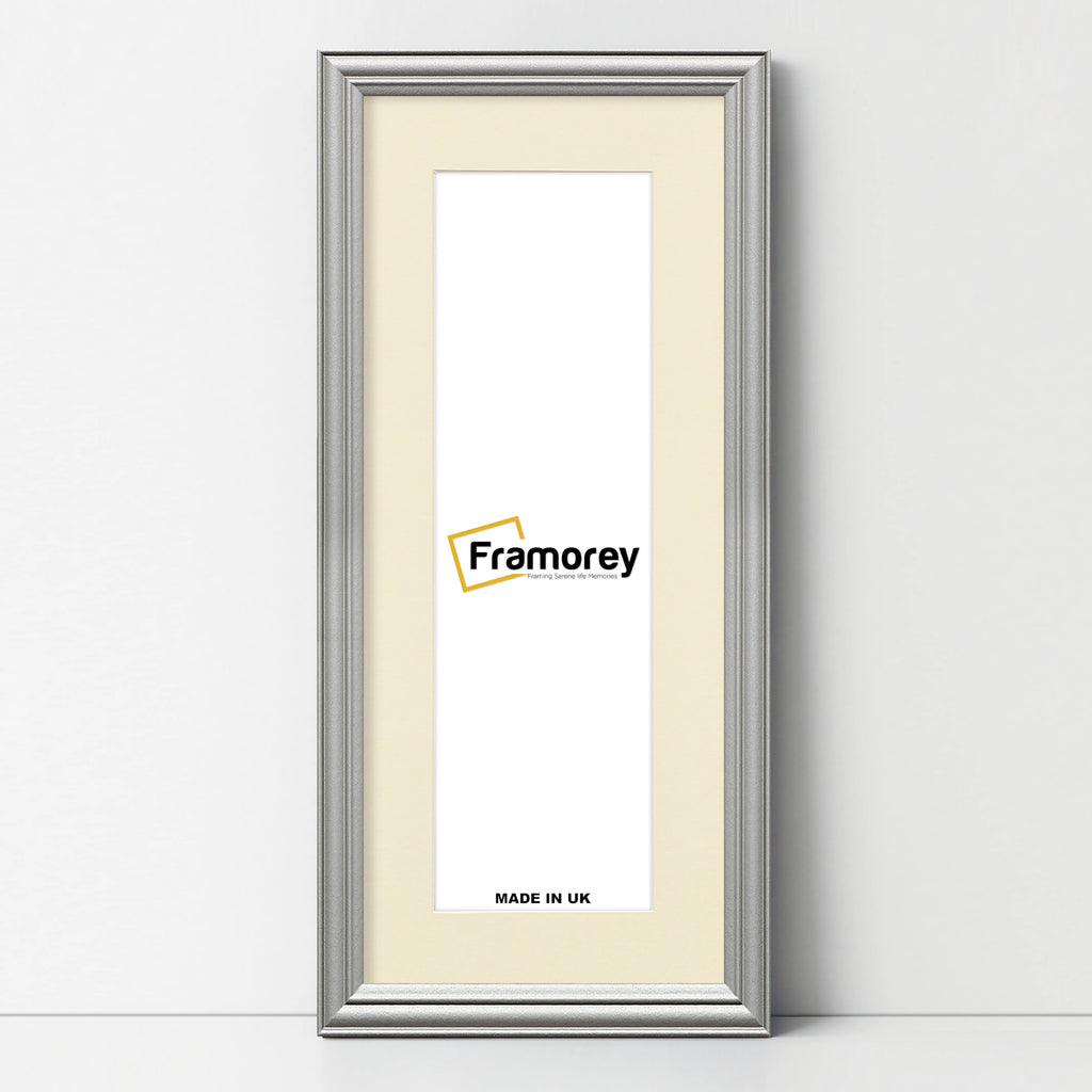 Antique Style Panoramic Silver Picture Frame With Ivory Mount
