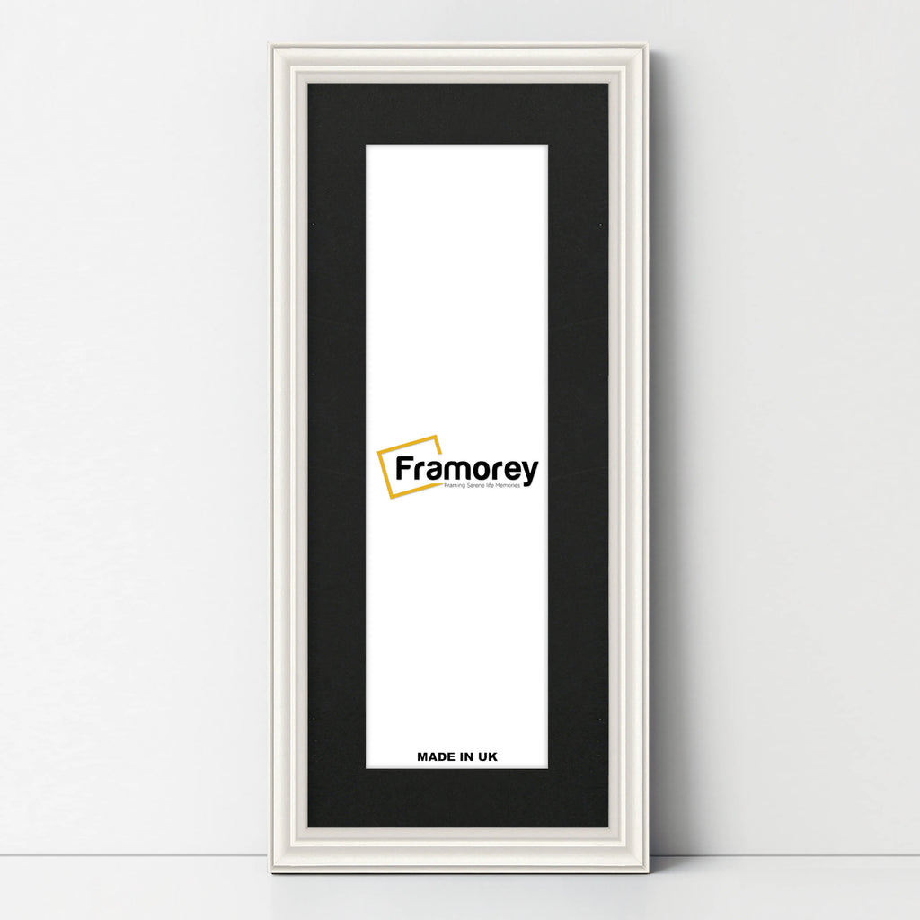 Antique Style Panoramic White Picture Frame With Black Mount