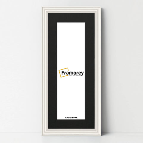 Antique Style Panoramic White Picture Frame With Black Mount